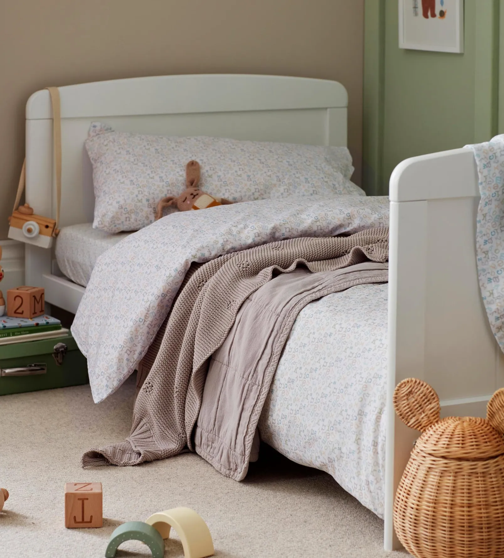 ABC 100% Organic Cotton Cot Bed Duvet Cover Set