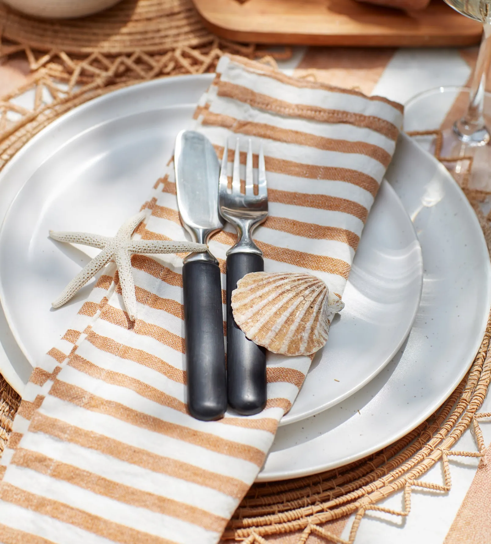 Amber Cora Mid Stripe 100% Linen Napkins