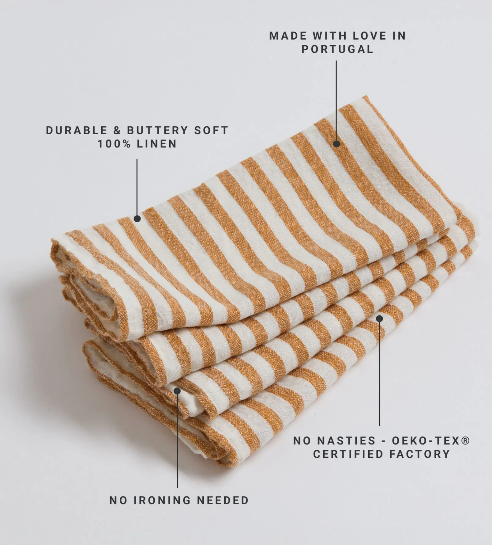 Amber Cora Mid Stripe 100% Linen Napkins