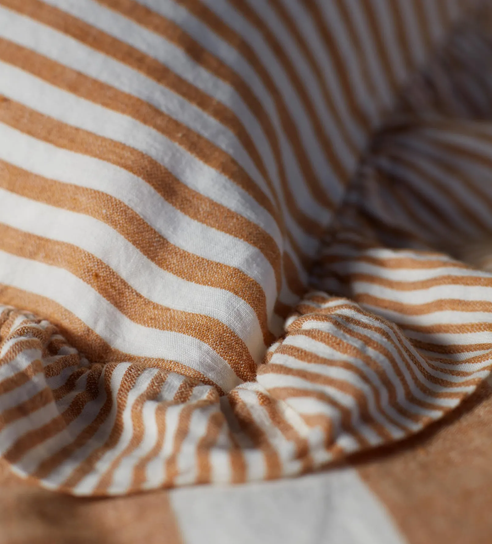 Amber Cora Mid Stripe 100% Linen Frill Edge Cushion Cover