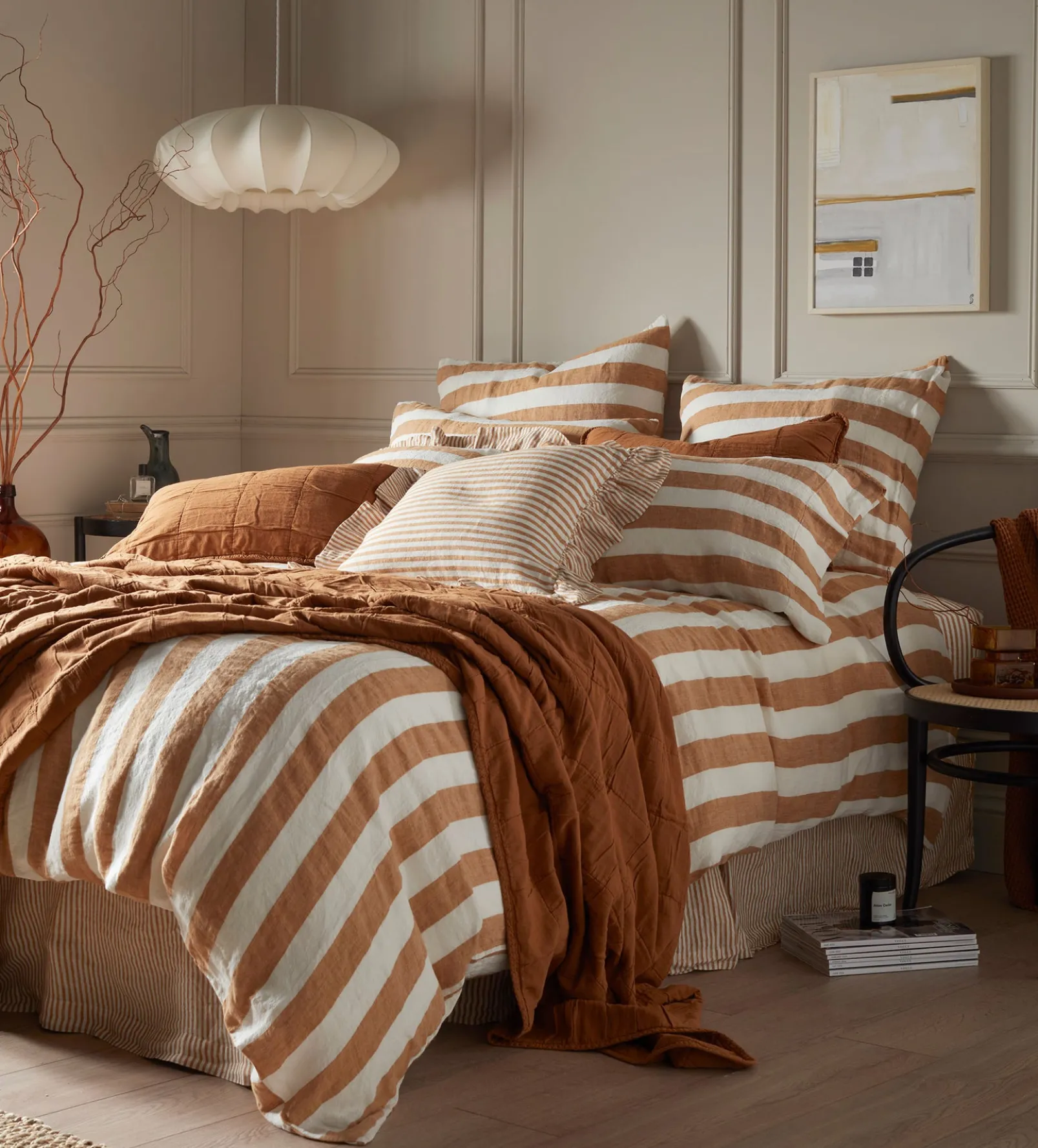 Amber Cora Stripe 100% Linen Pillowcase