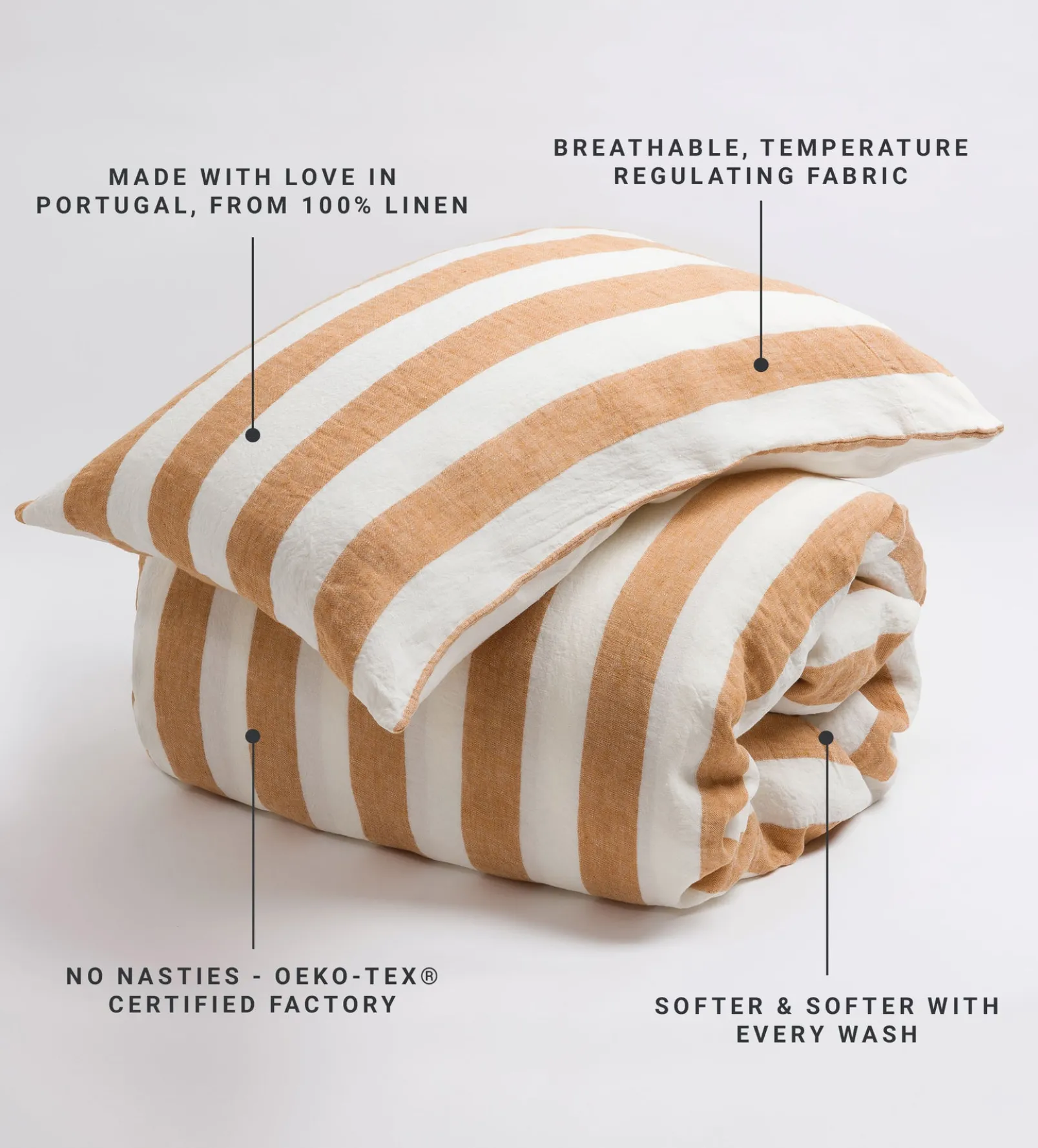 Amber Cora Stripe 100% Linen Pillowcase