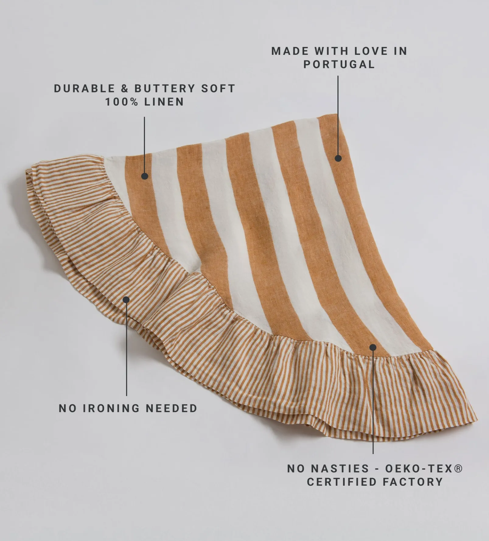 Amber Cora Wide Stripe 100% Linen Tablecloth