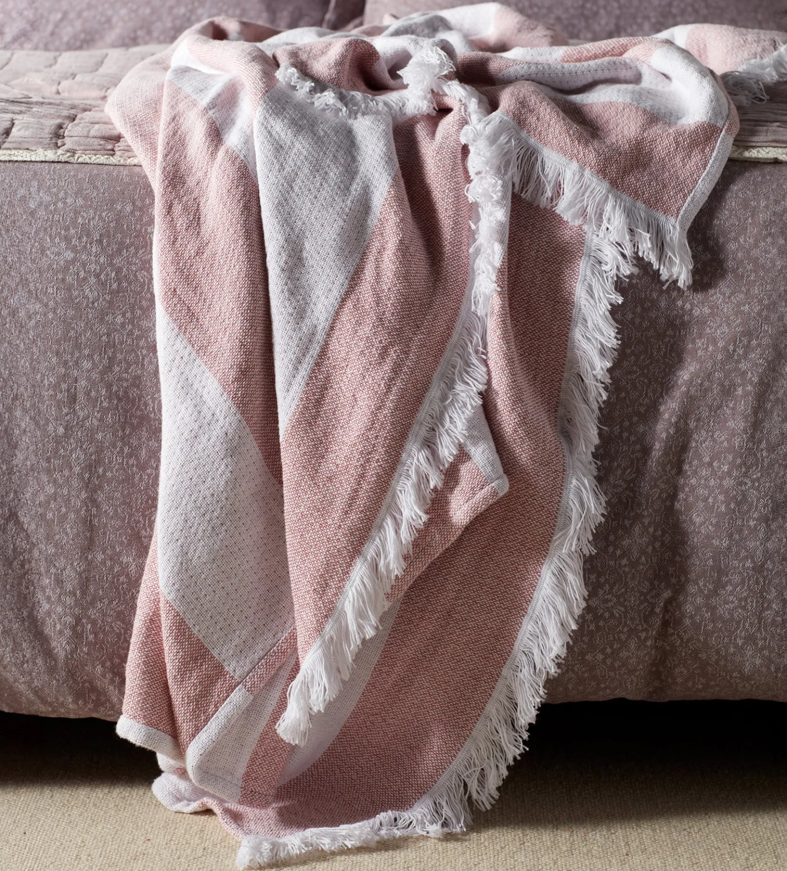 Ash Rose Sofia 100% Cotton Blanket
