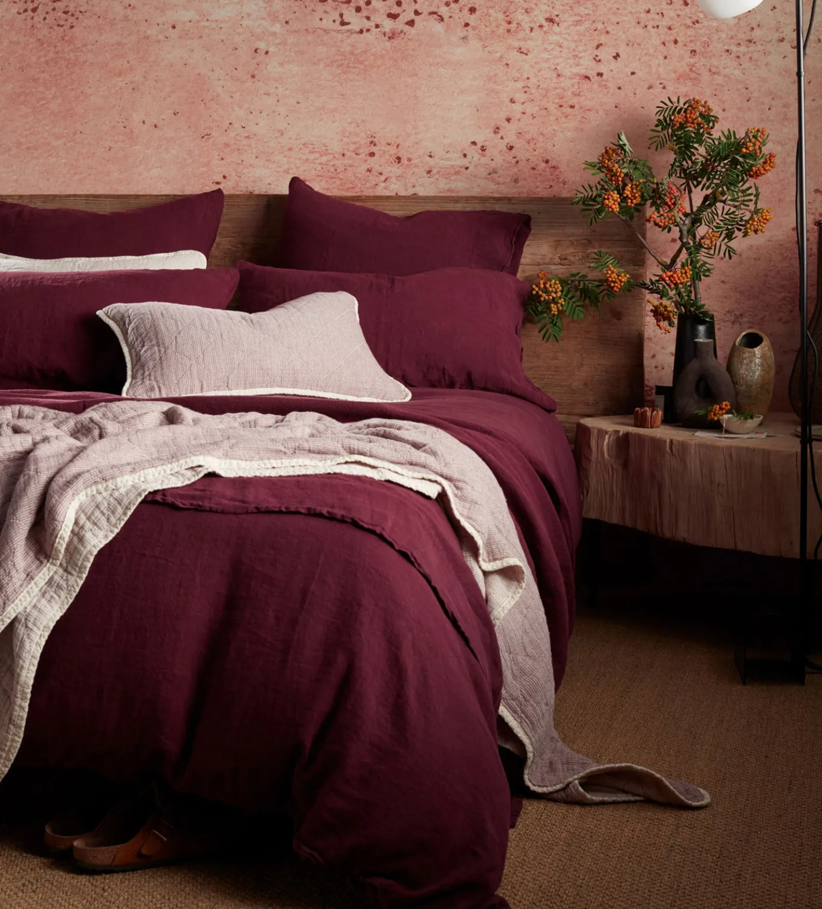 Beetroot 100% Linen Duvet Cover