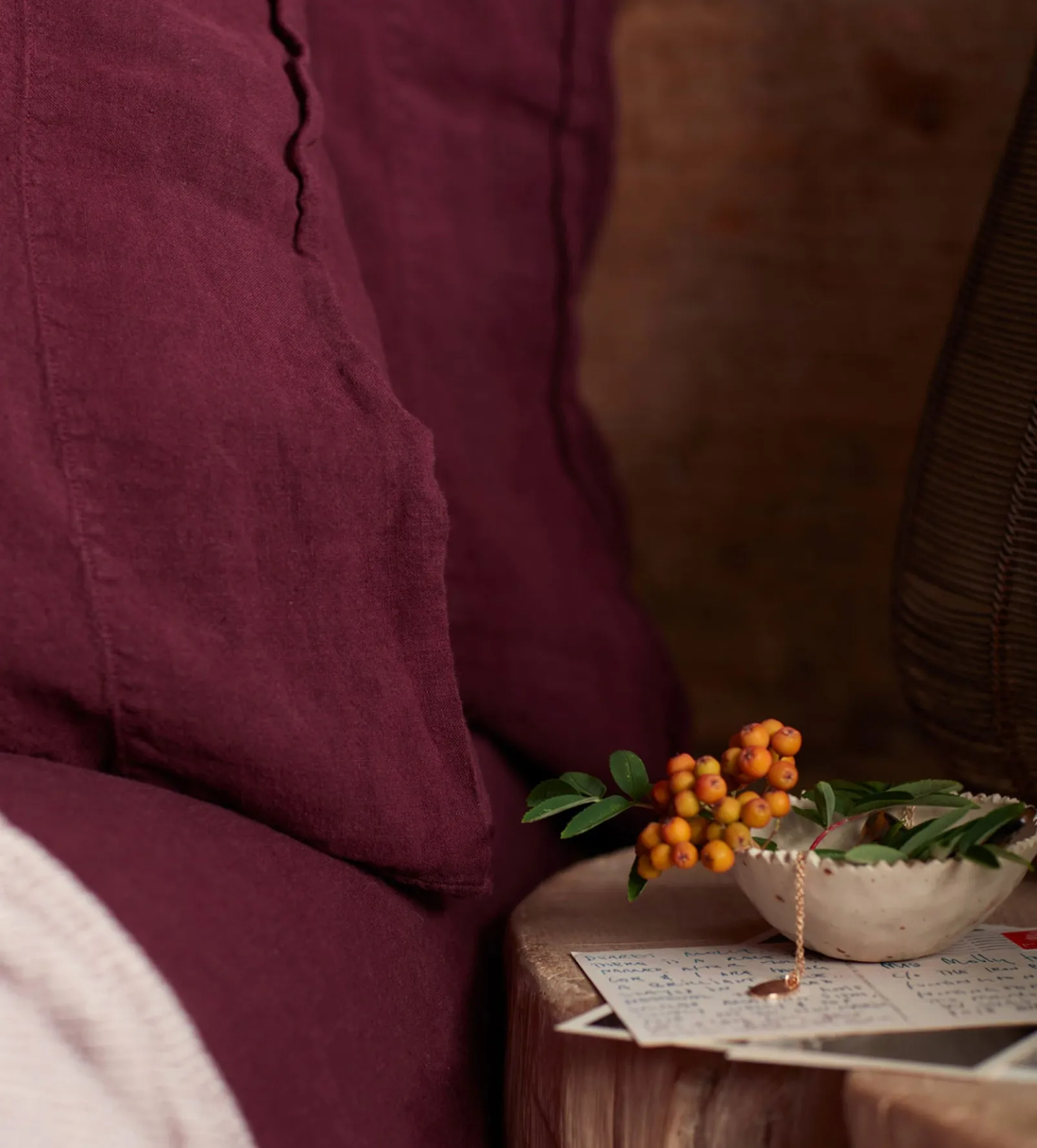 Beetroot 100% Linen Housewife Pillowcase