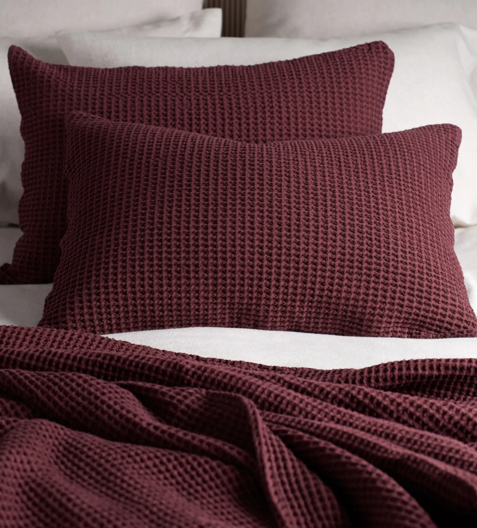 Beetroot Big Waffle 100% Cotton Cushion Cover