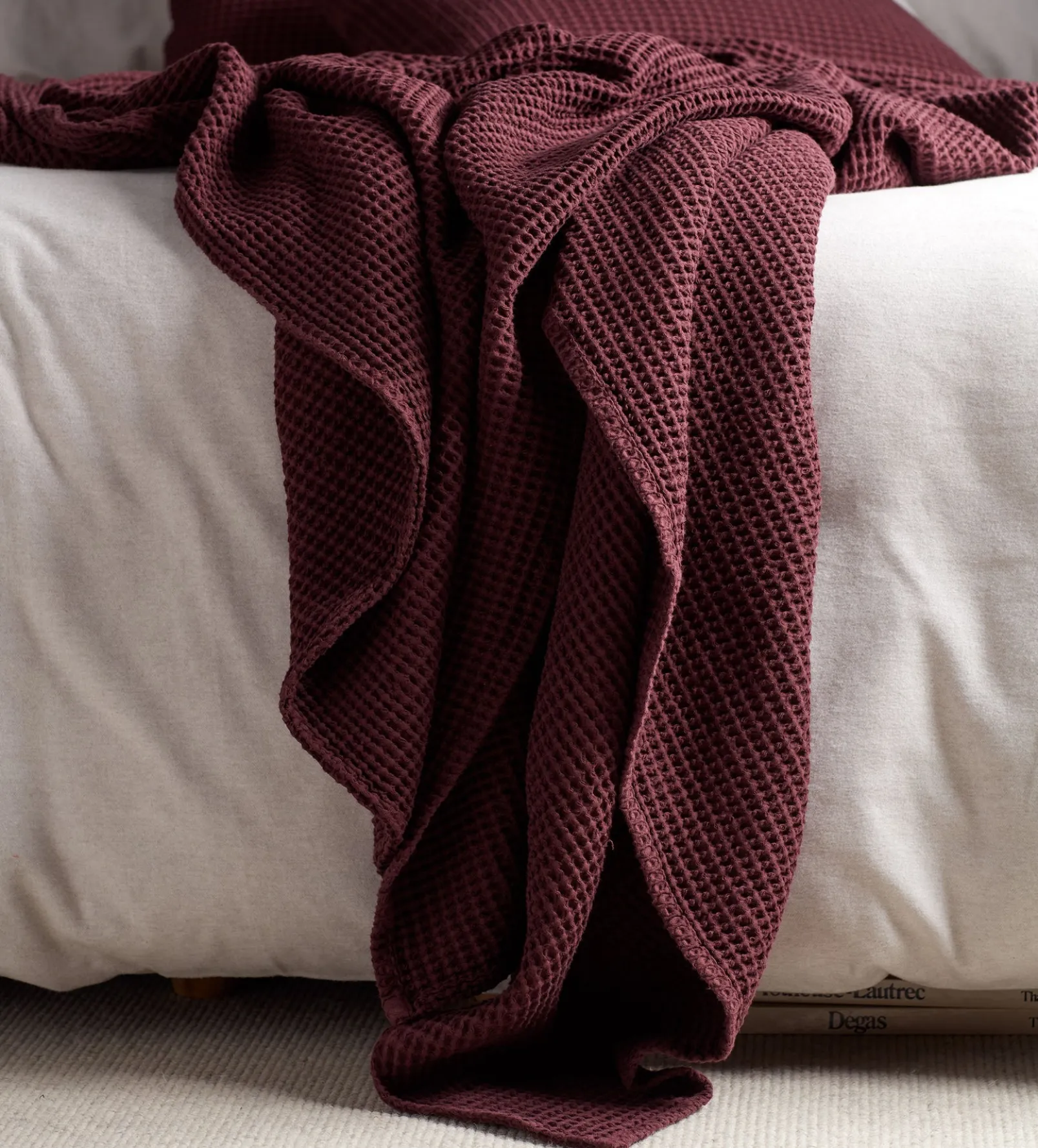 Beetroot Big Waffle 100% Cotton Cushion Cover