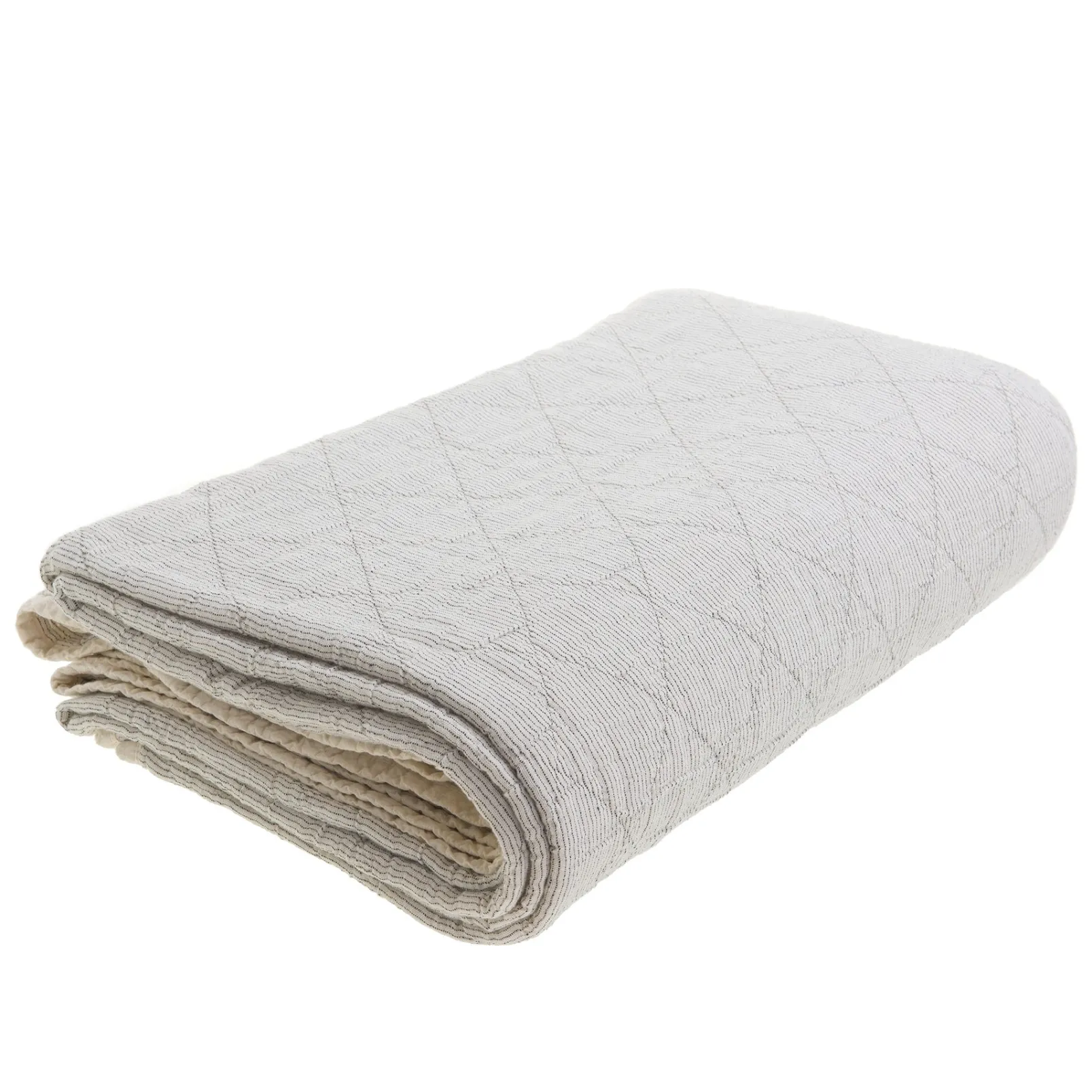 Black and Natural Stripe 100% Cotton Quilted Throw