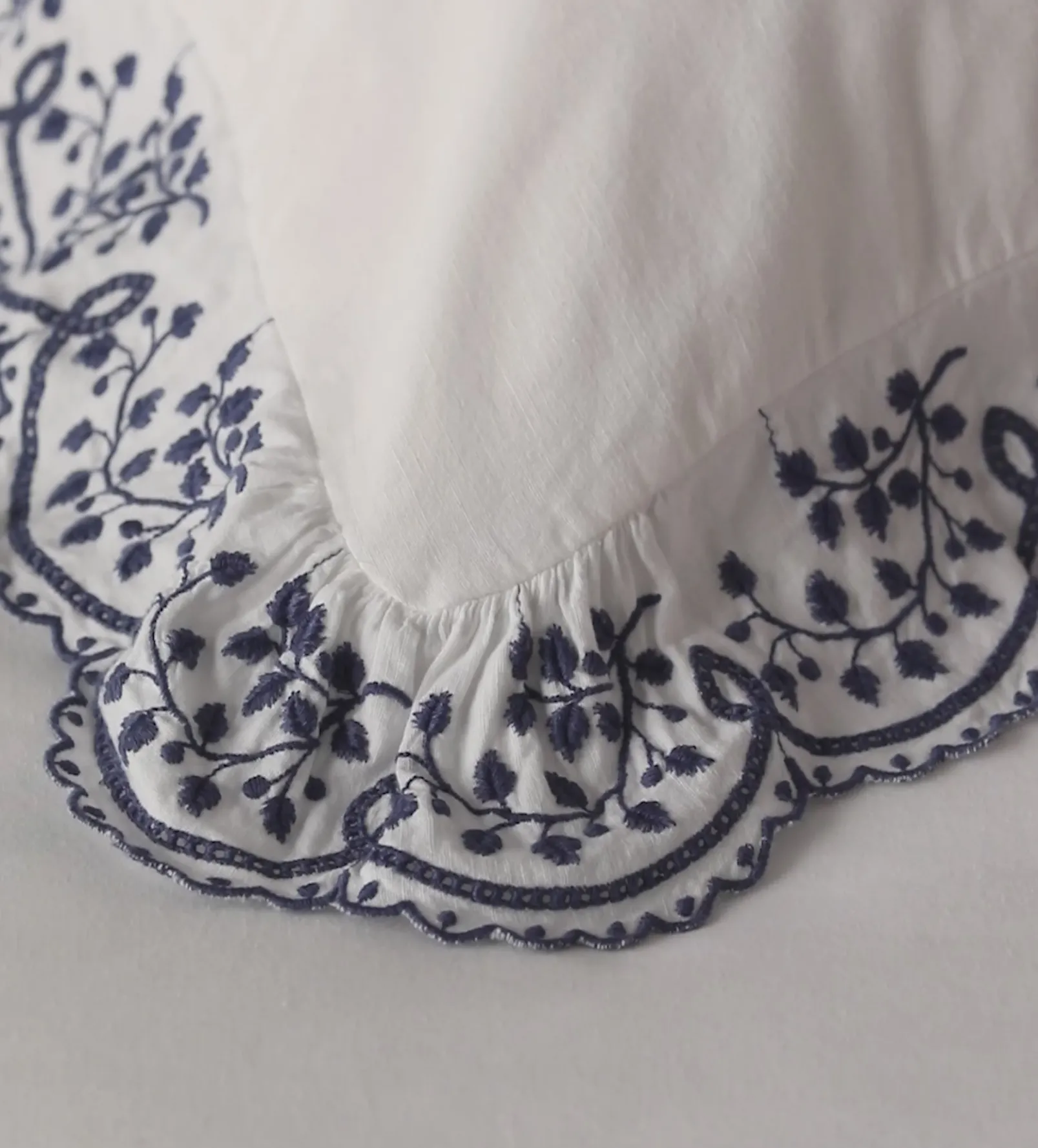 Blue Elsie Cotton Linen Pillowcase
