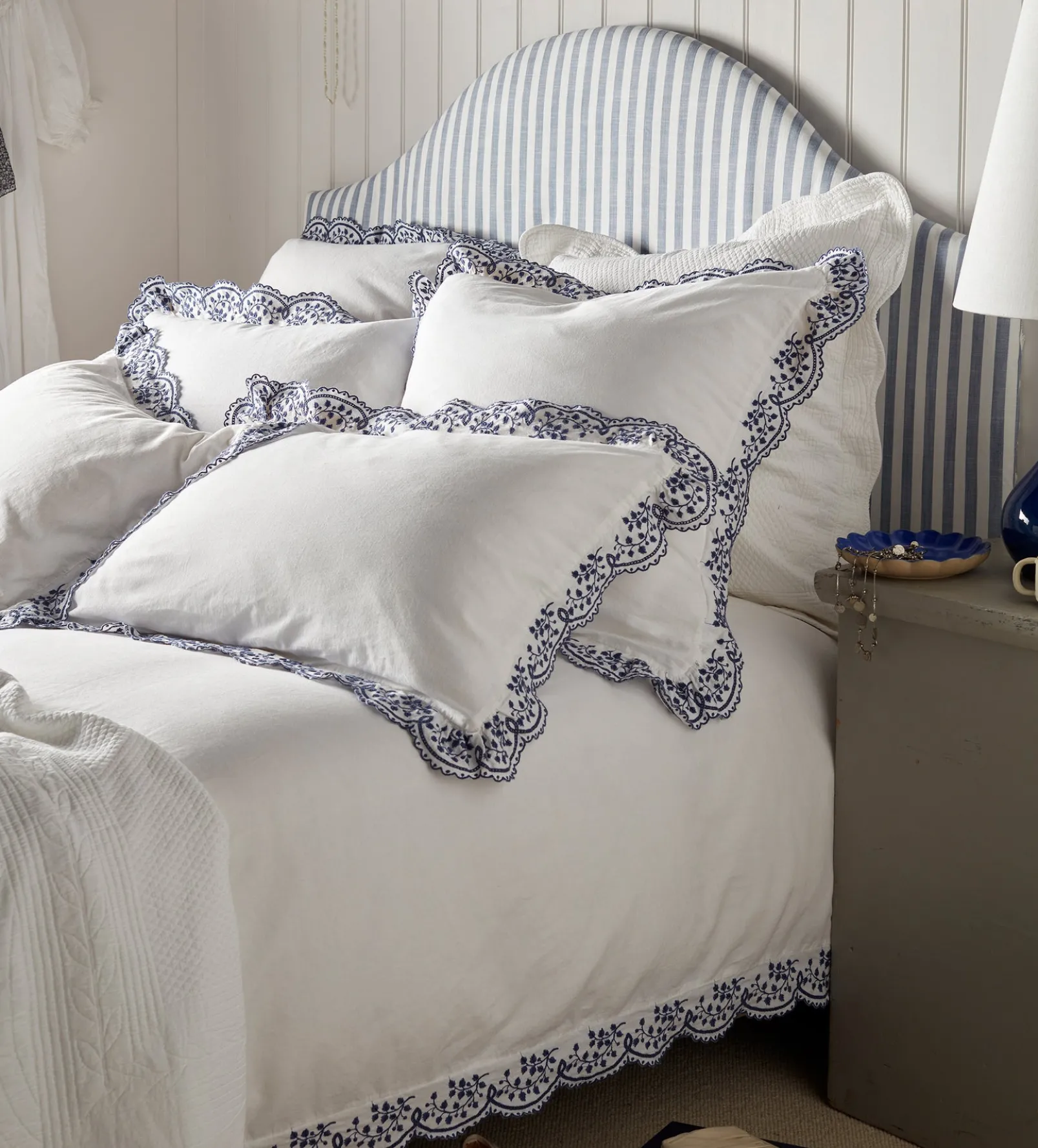 Blue Elsie Cotton Linen Pillowcase