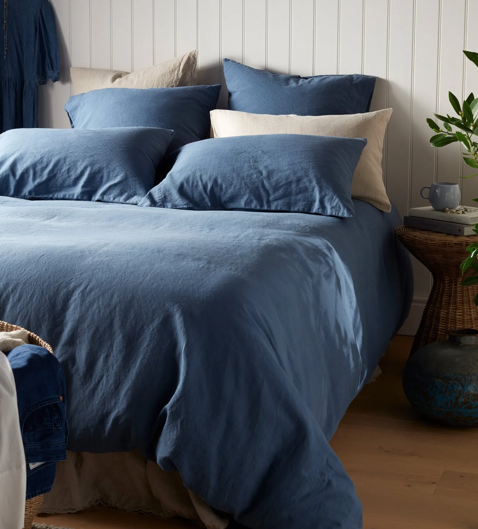 Blue Linen Blend Duvet Cover