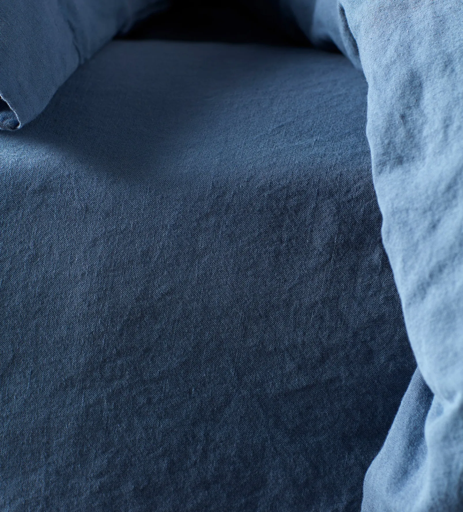 Blue Linen Blend Fitted Sheet