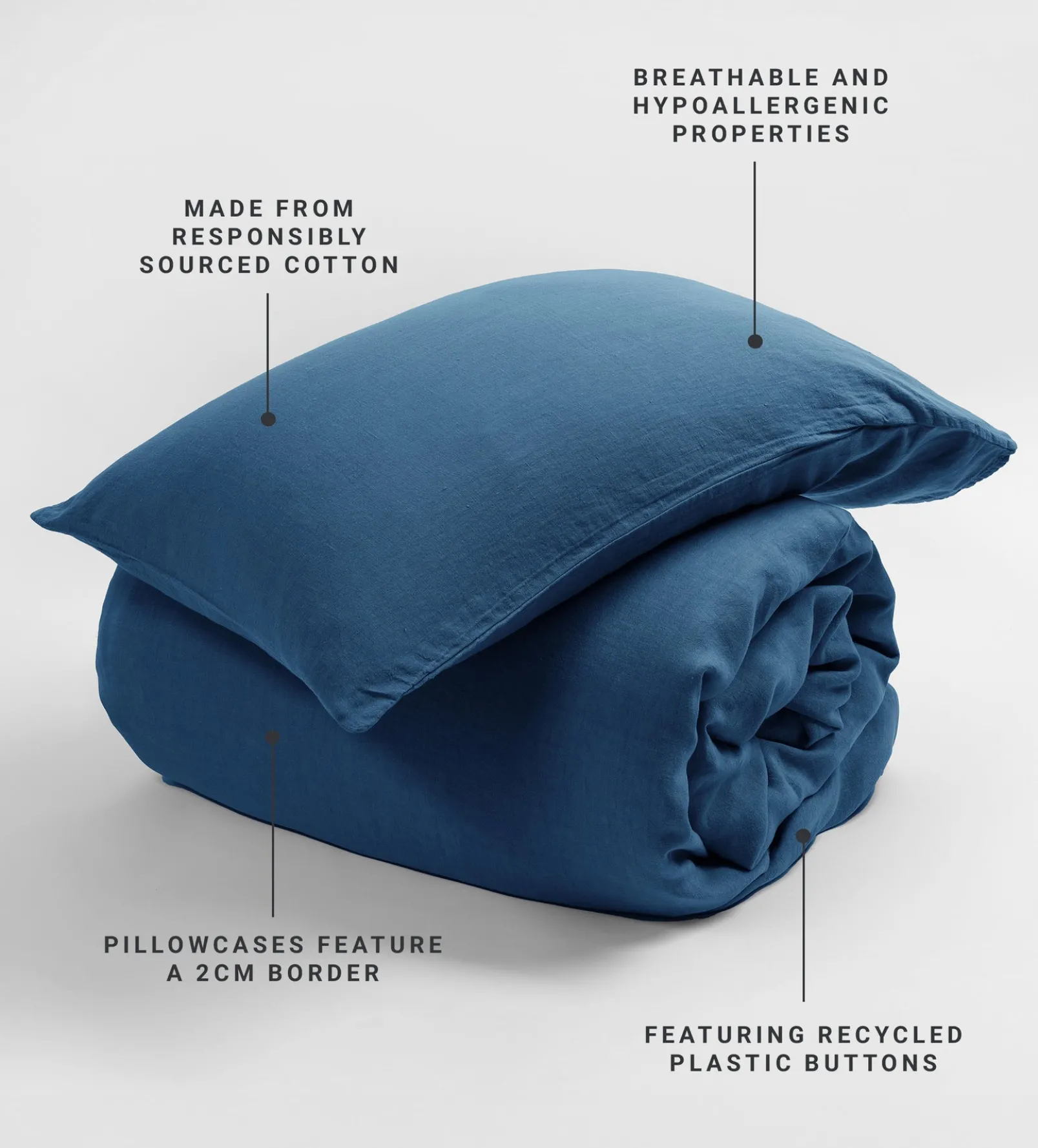 Blue Linen Blend Housewife Pillowcase