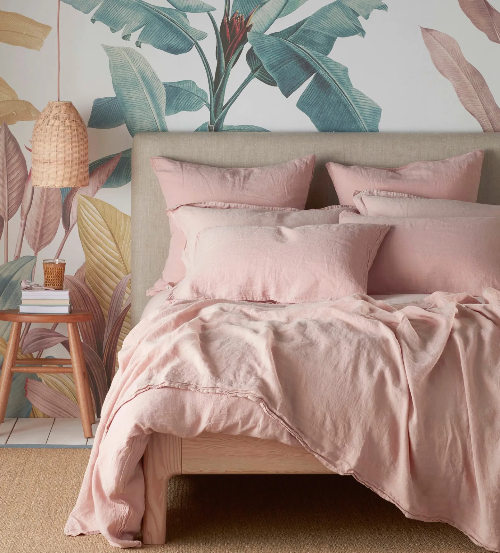 Blush Pink 100% Linen Flat Sheet