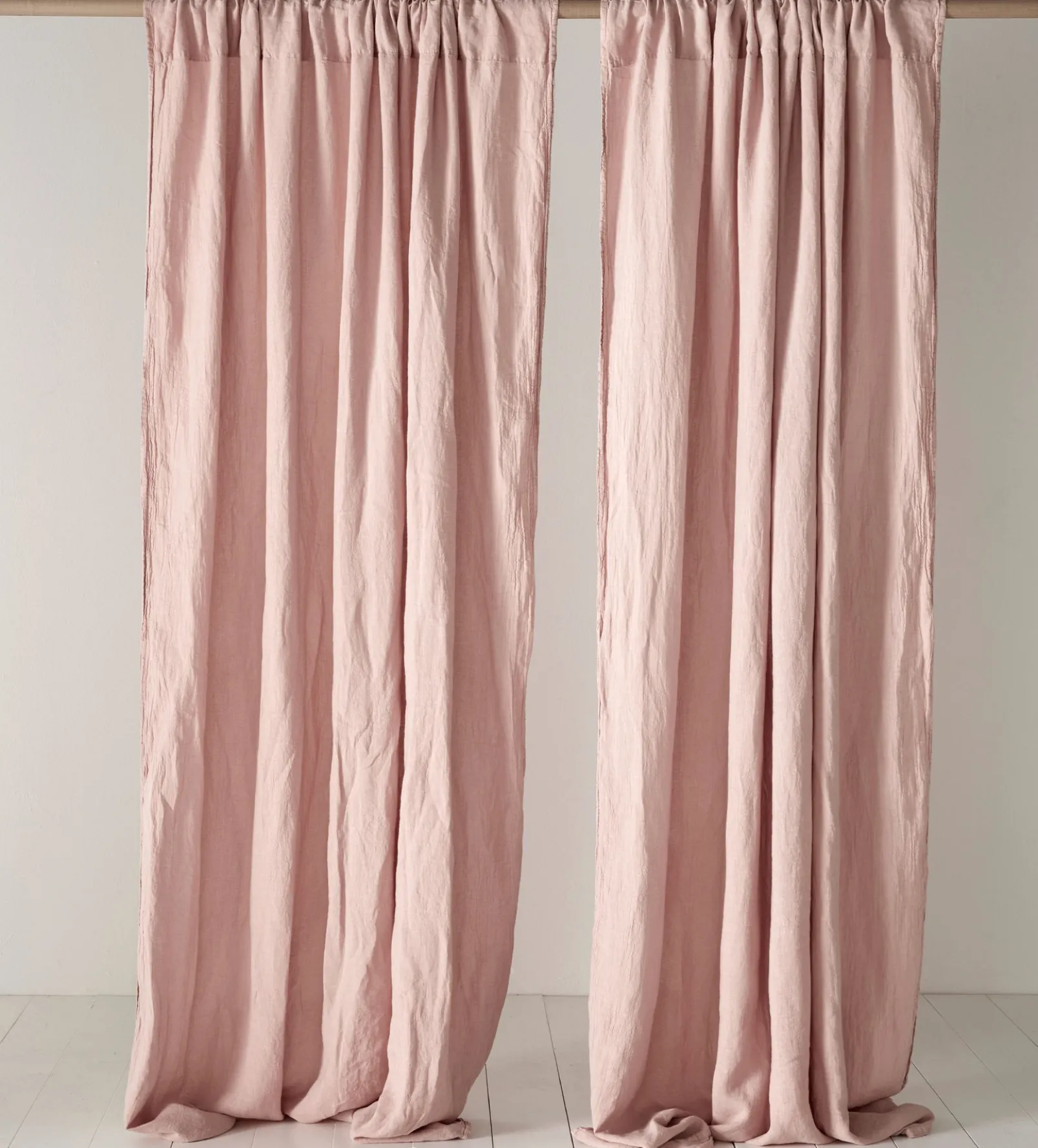Blush Pink 100% Linen Loop Top Curtain (Single)