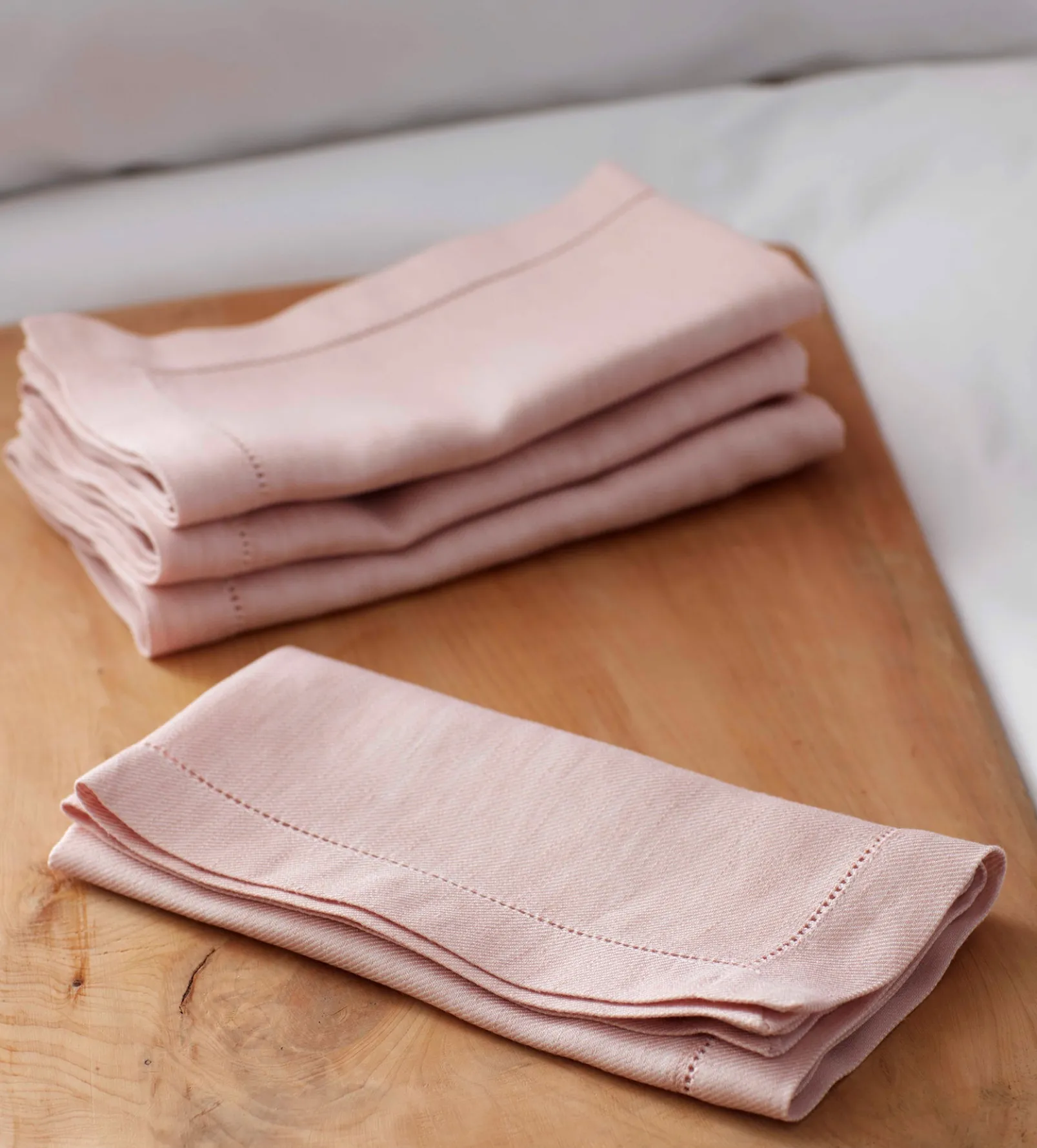 Blush Pink Cotton Linen Napkins - Set of 4