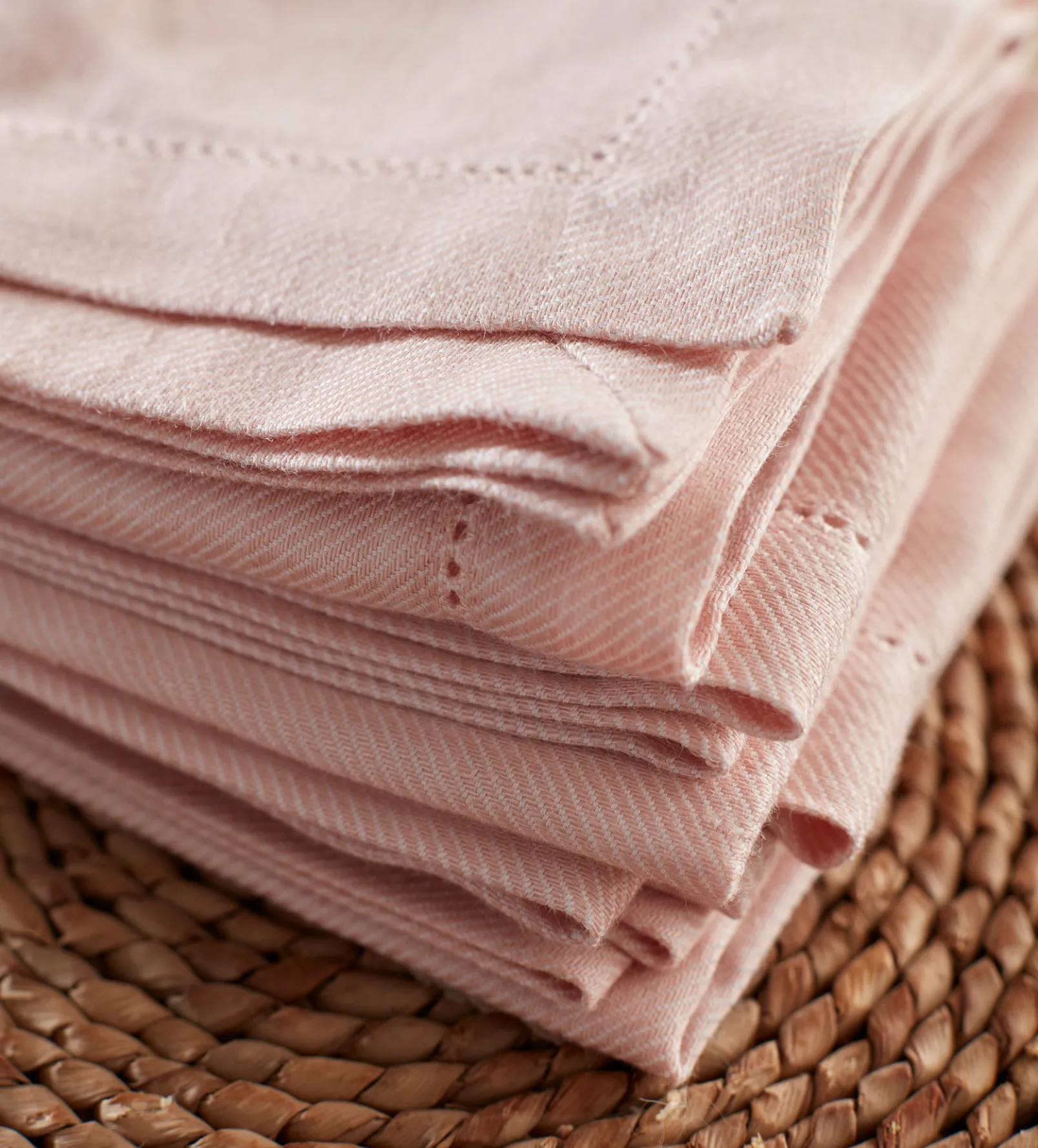 Blush Pink Cotton Linen Napkins - Set of 4