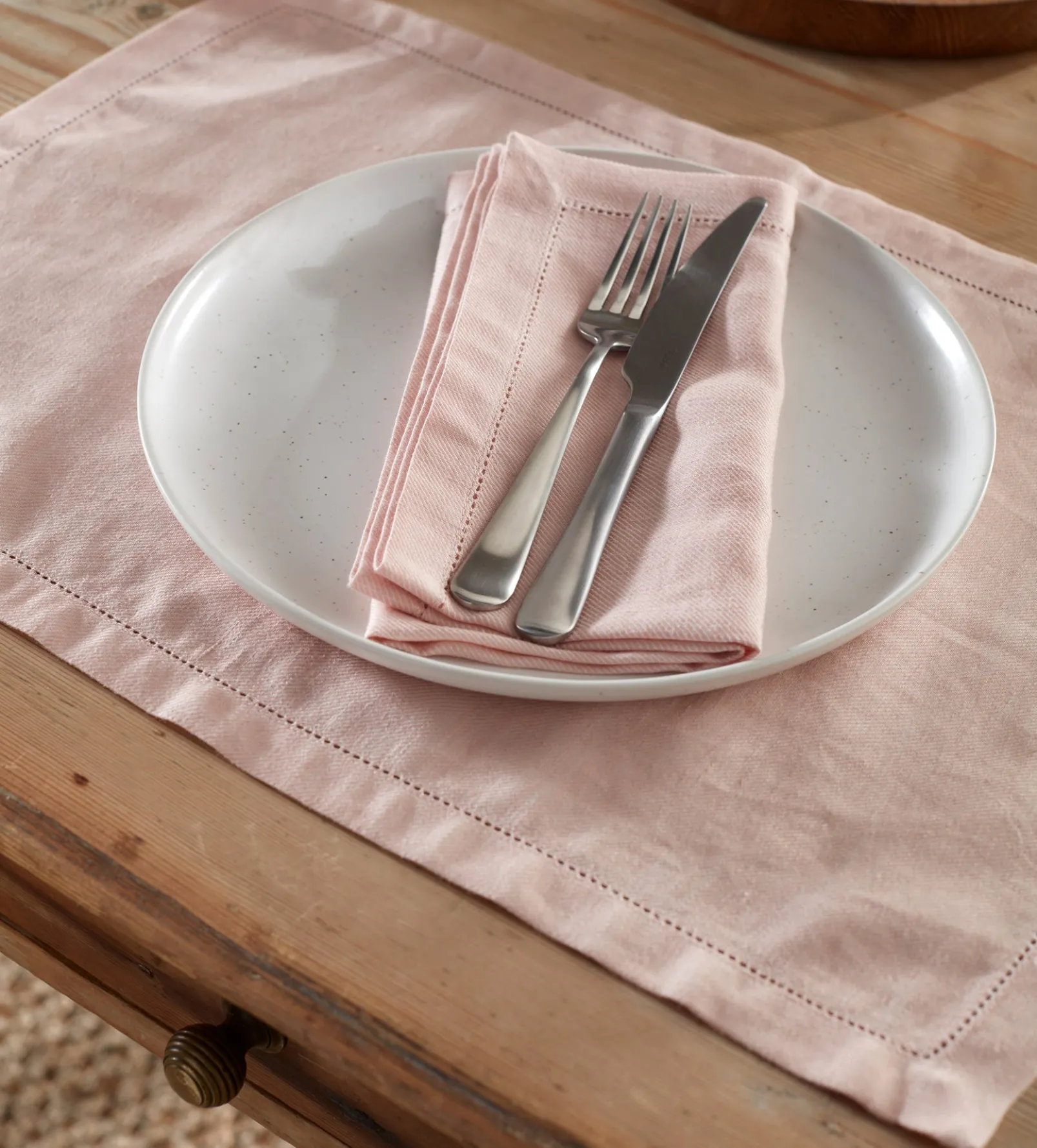 Blush Pink Cotton Linen Napkins - Set of 4