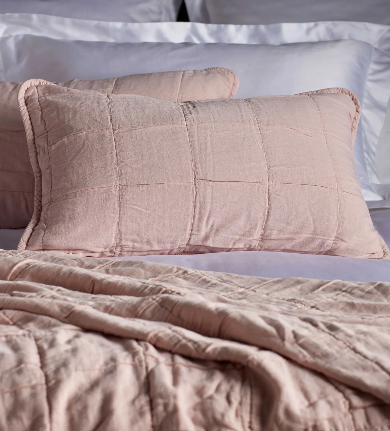Blush Pink Finn 100% Cotton Quilted Cushion Cover
