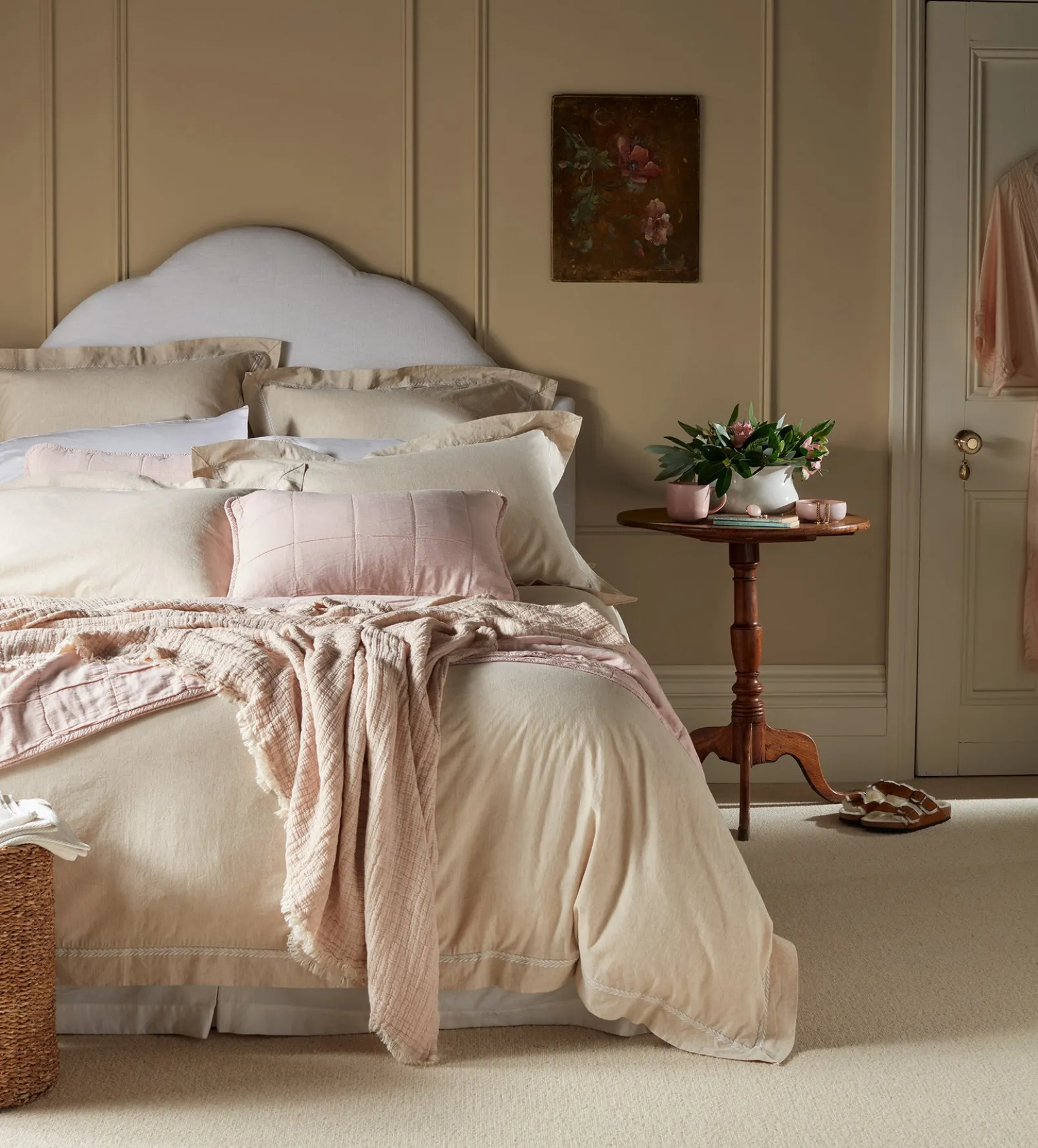 Blush Pink Finn 100% Cotton Quilted Cushion Cover