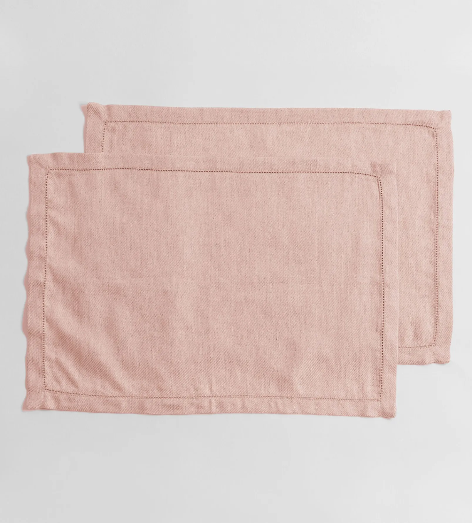 Blush Pink Twill Cotton Linen Placemats - Set of 2