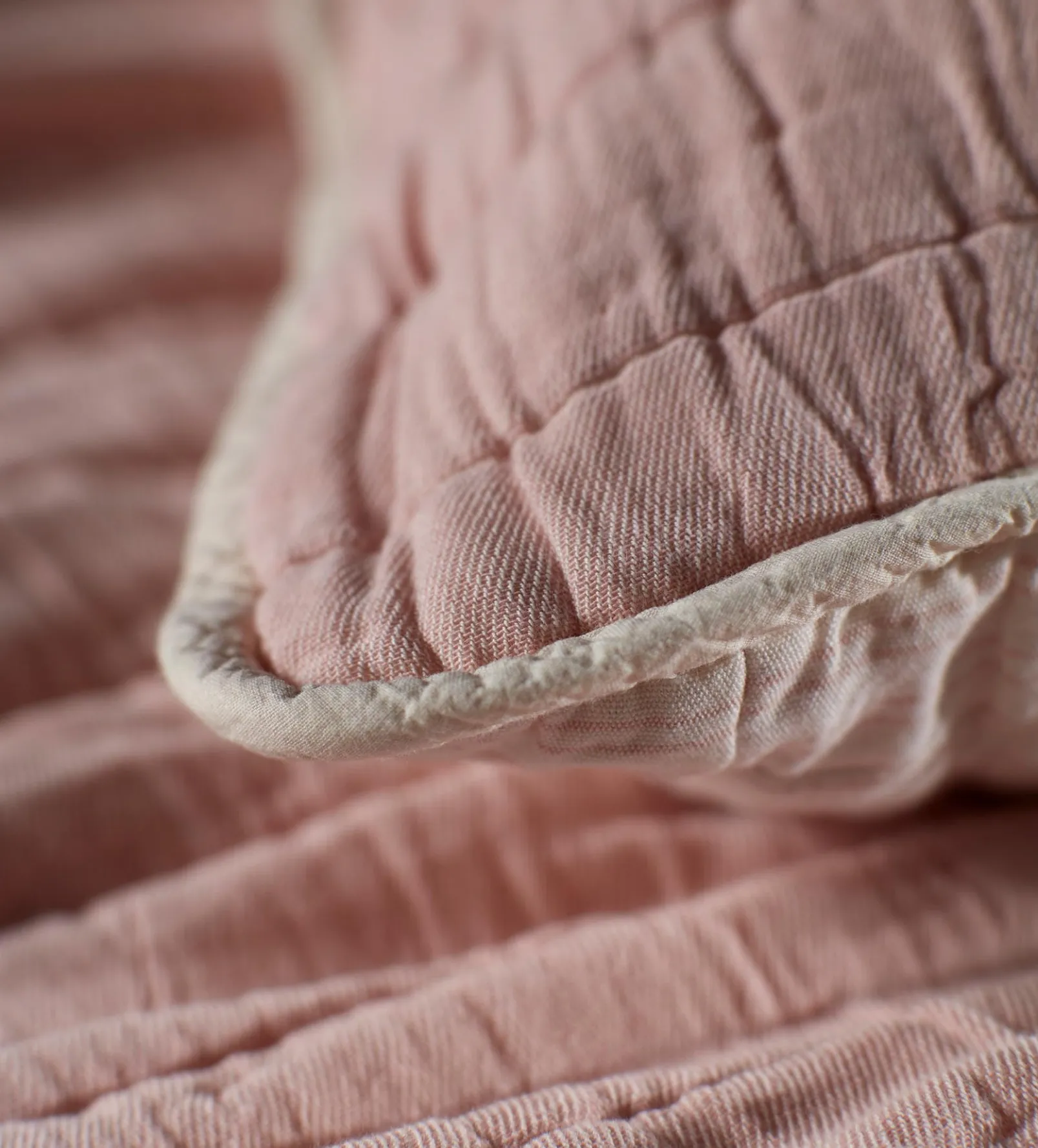 Blush Pink Vivienne 100% Cotton Quilted Cushion Cover