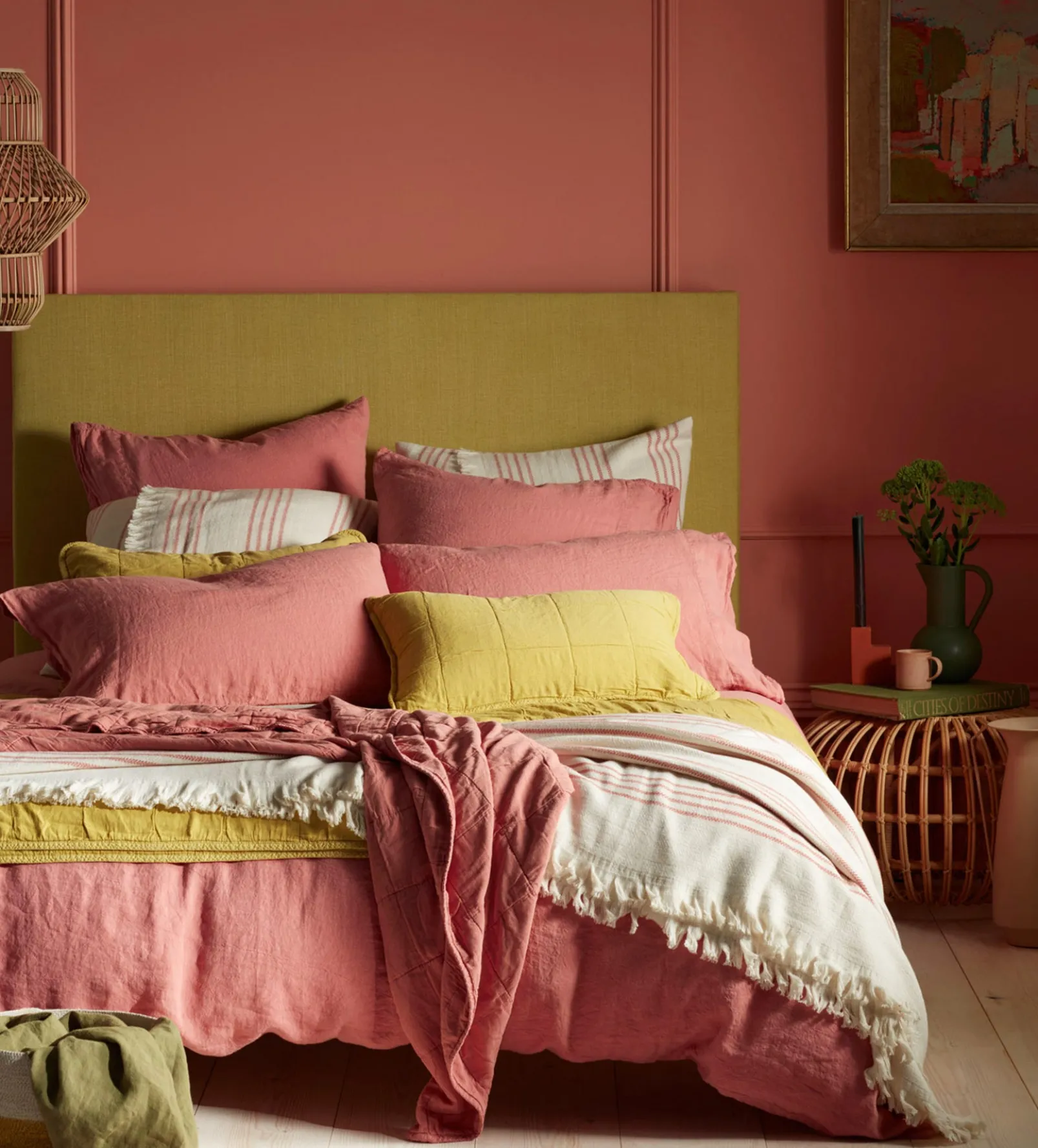 Chartreuse Finn 100% Cotton Quilted Cushion Cover