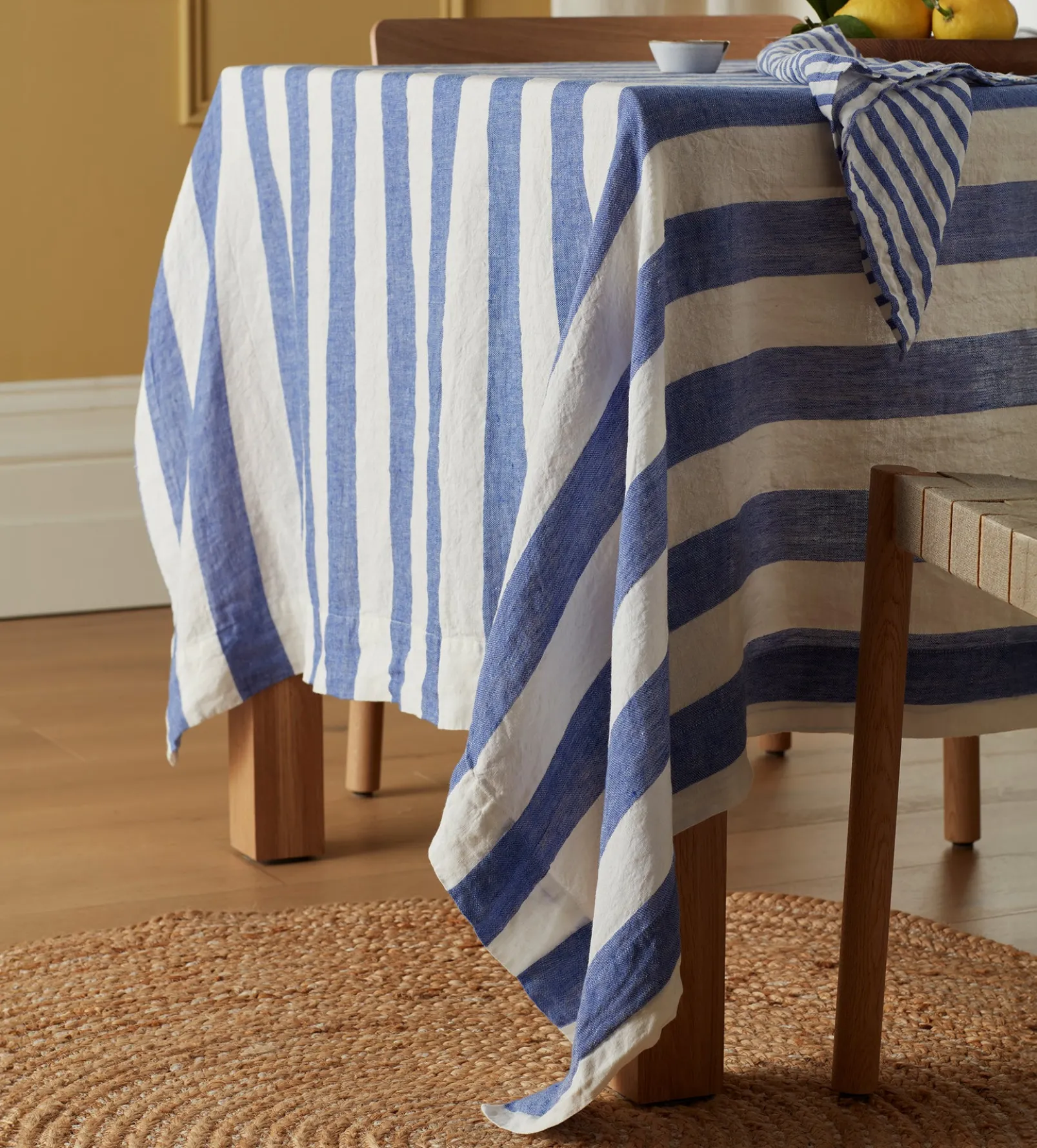 Cobalt Cora 100% Linen Tablecloth