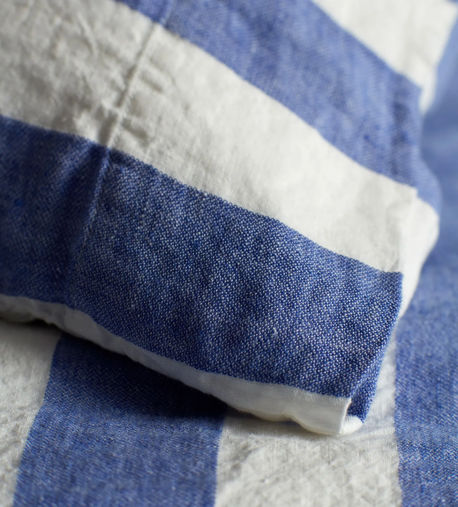Cobalt Cora Stripe 100% Linen Housewife Pillowcase