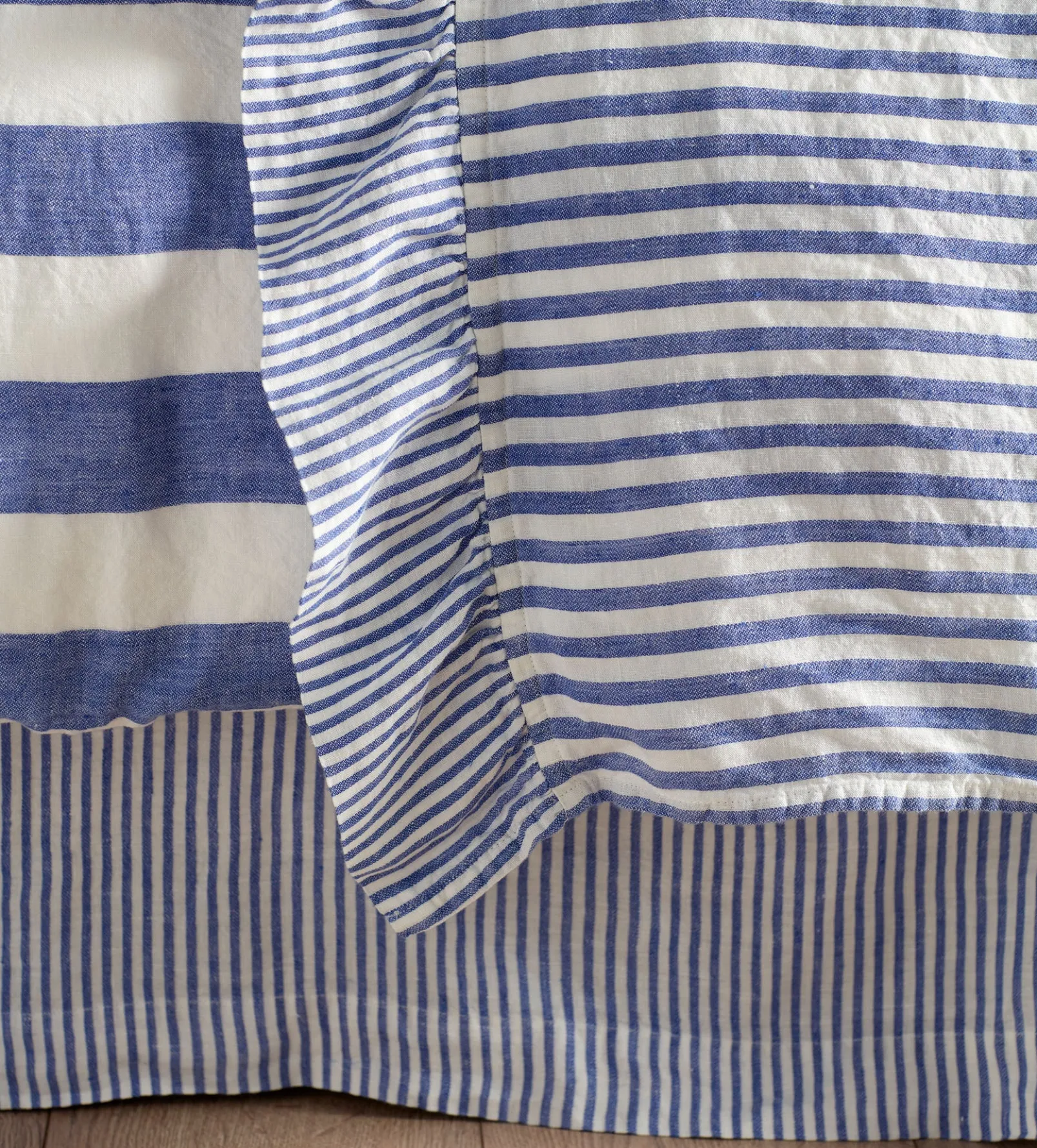 Cobalt Cora Stripe Linen Valance