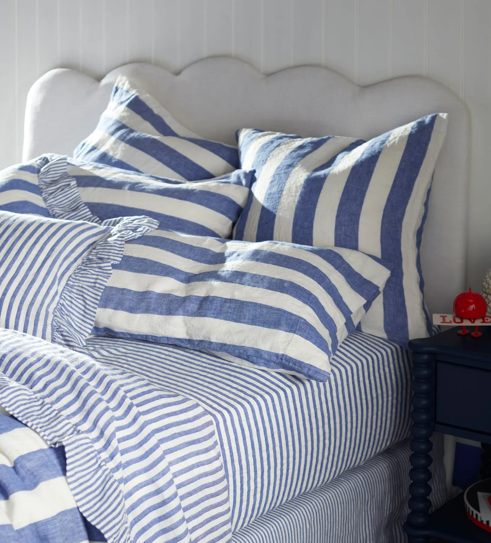 Cobalt Cora Stripe Linen Valance