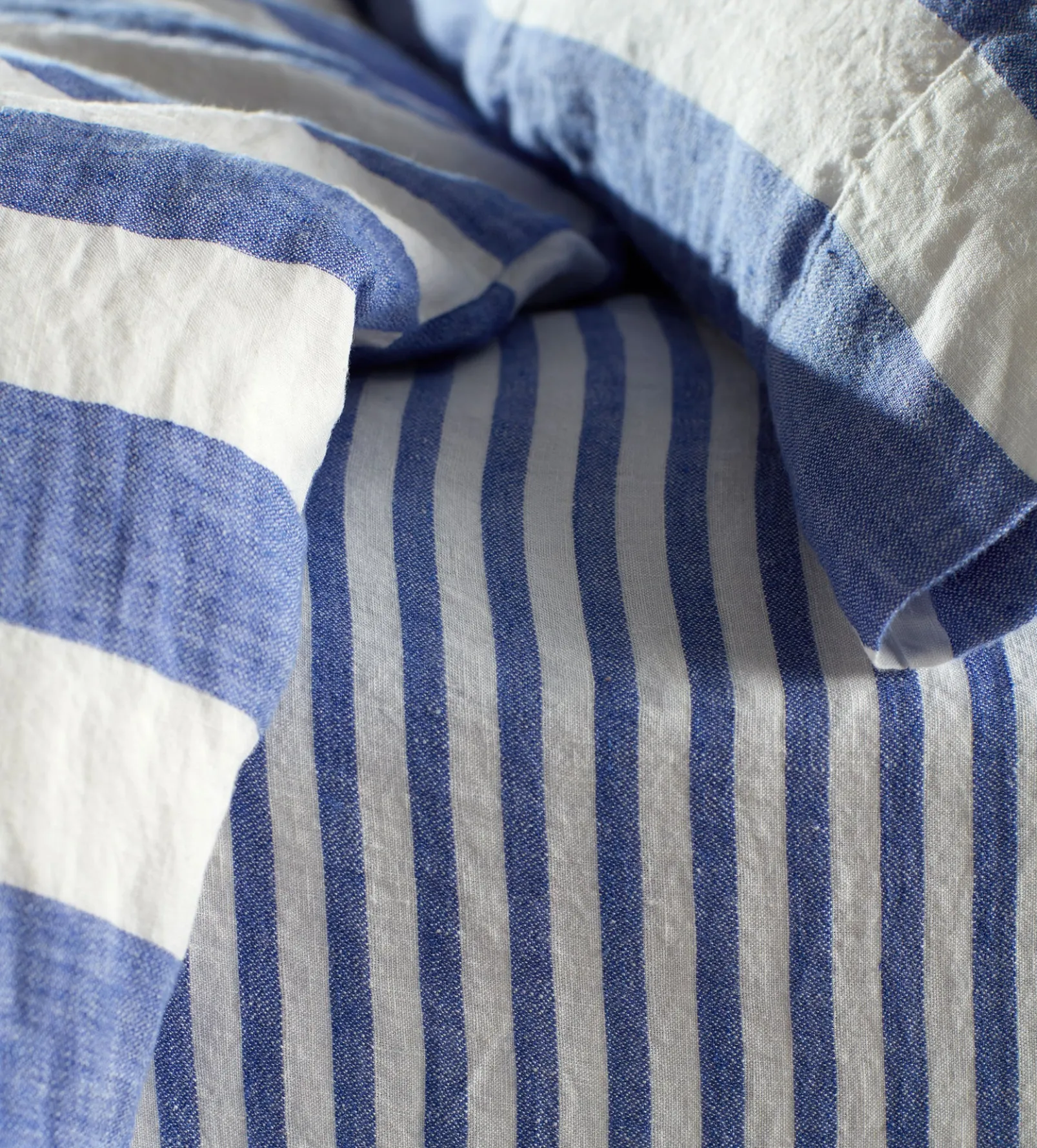 Cobalt Cora Stripe 100% Linen Fitted Sheet
