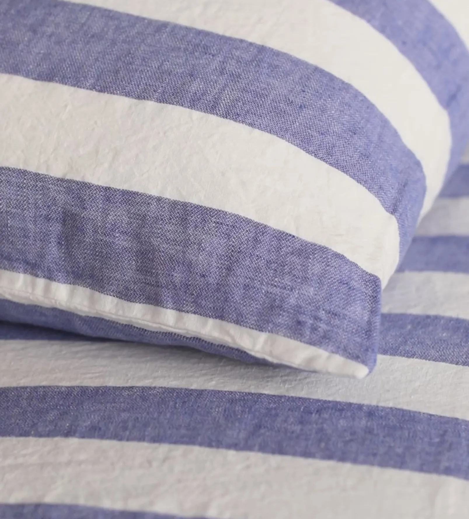 Cobalt Cora Stripe 100% Linen Fitted Sheet