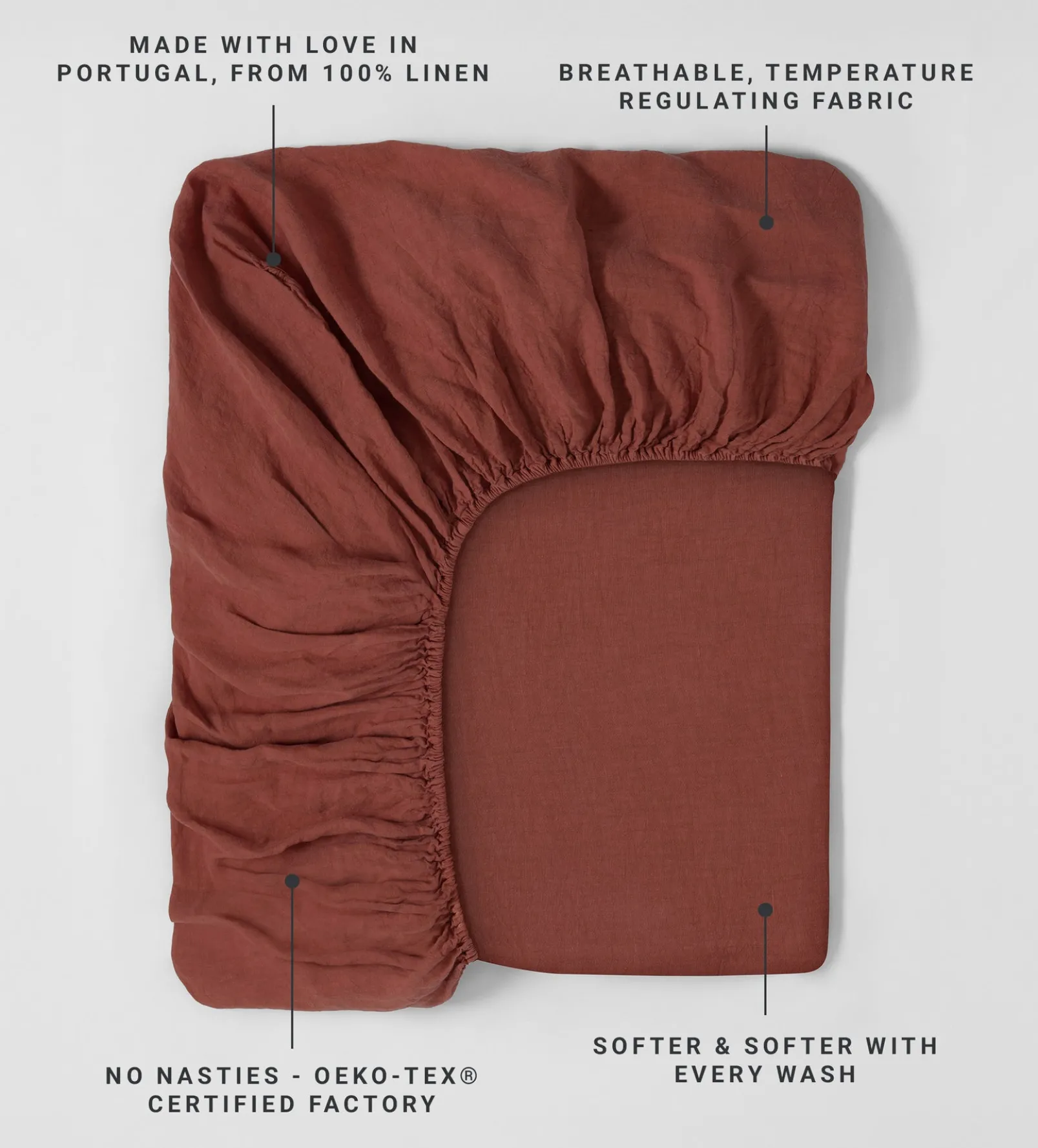 Conker 100% Linen Fitted Sheet