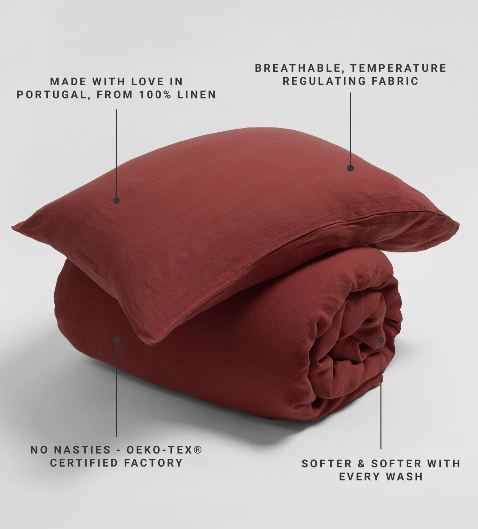 Conker 100% Linen Housewife Pillowcase