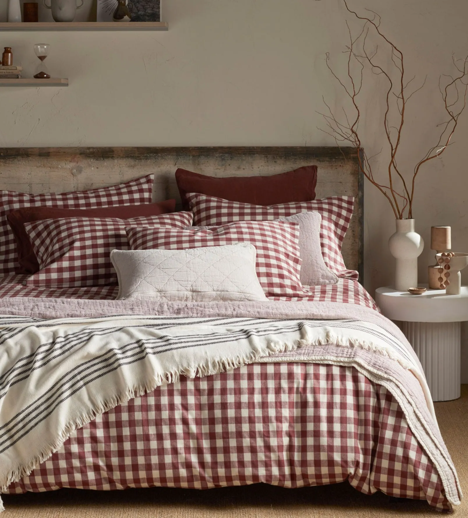 Conker Gilbert Gingham Brushed 100% Organic Cotton Duvet Cover