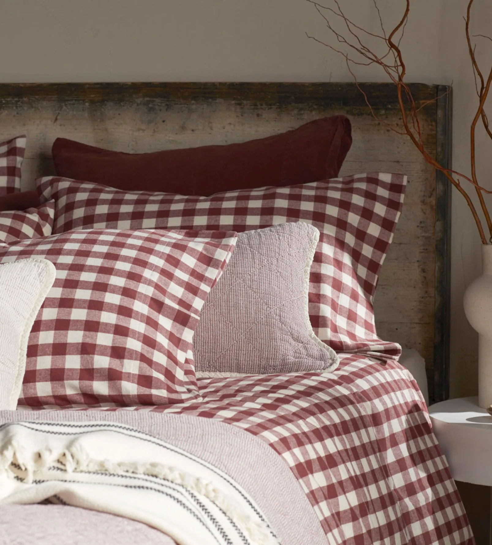 Conker Gilbert Gingham Brushed 100% Organic Cotton Duvet Cover
