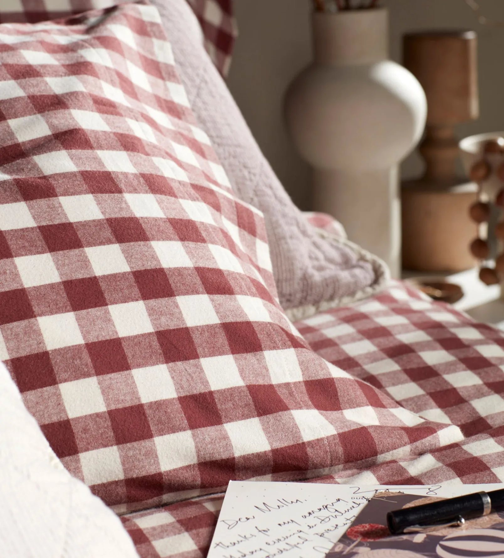 Conker Gilbert Gingham Brushed 100% Organic Cotton Duvet Cover