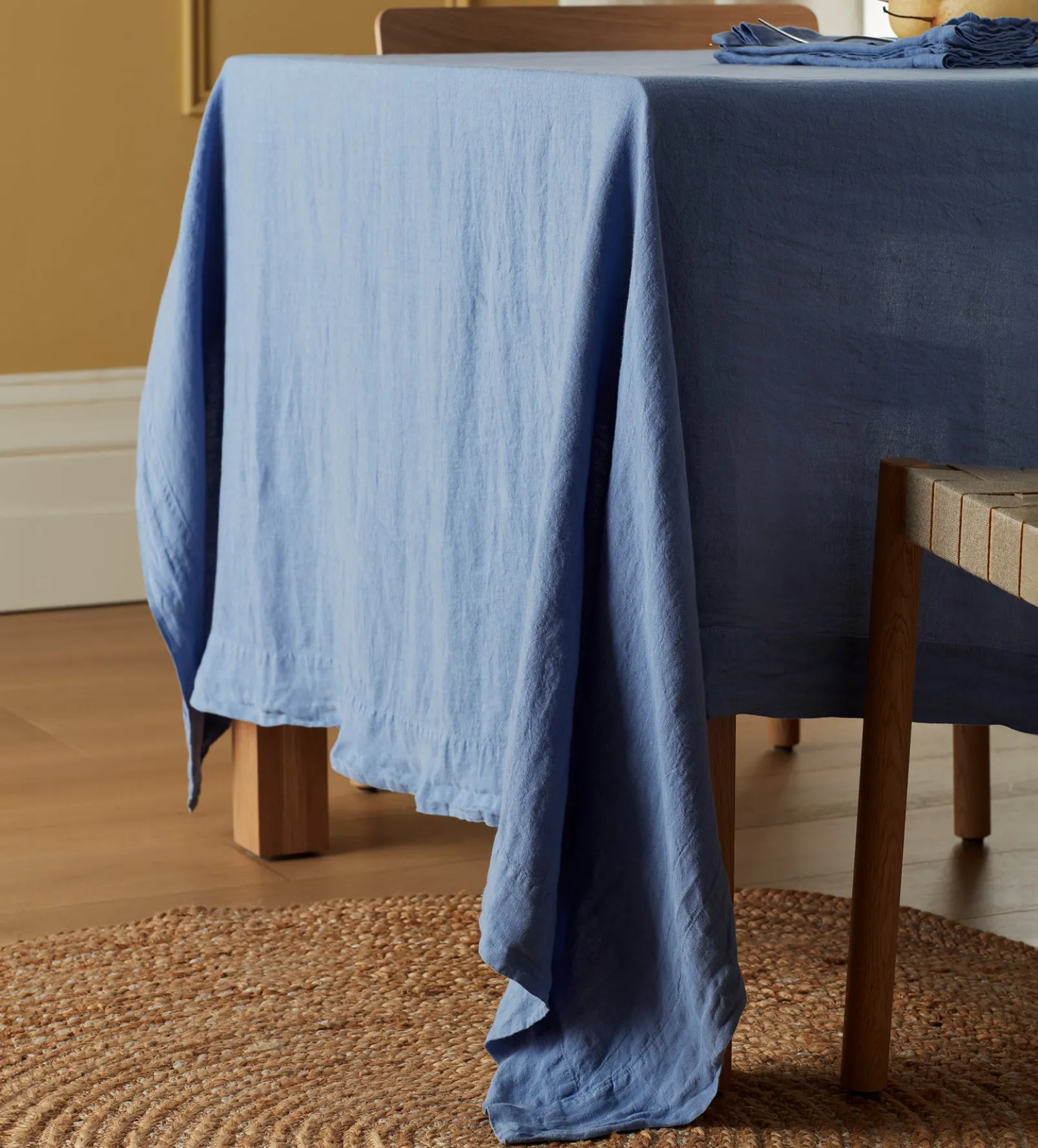 Cornflower Blue 100% Linen Tablecloth