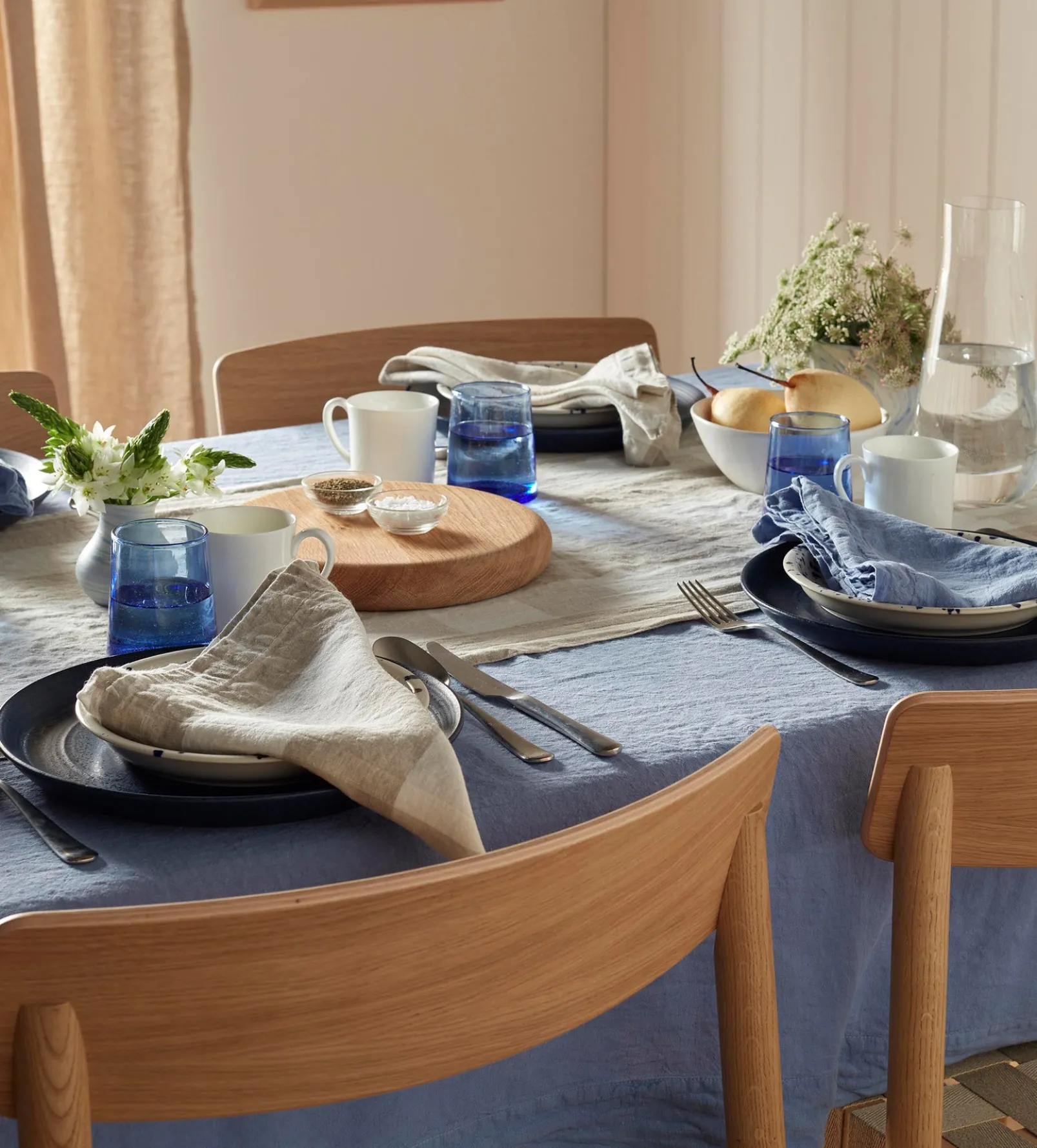 Cornflower Blue 100% Linen Tablecloth