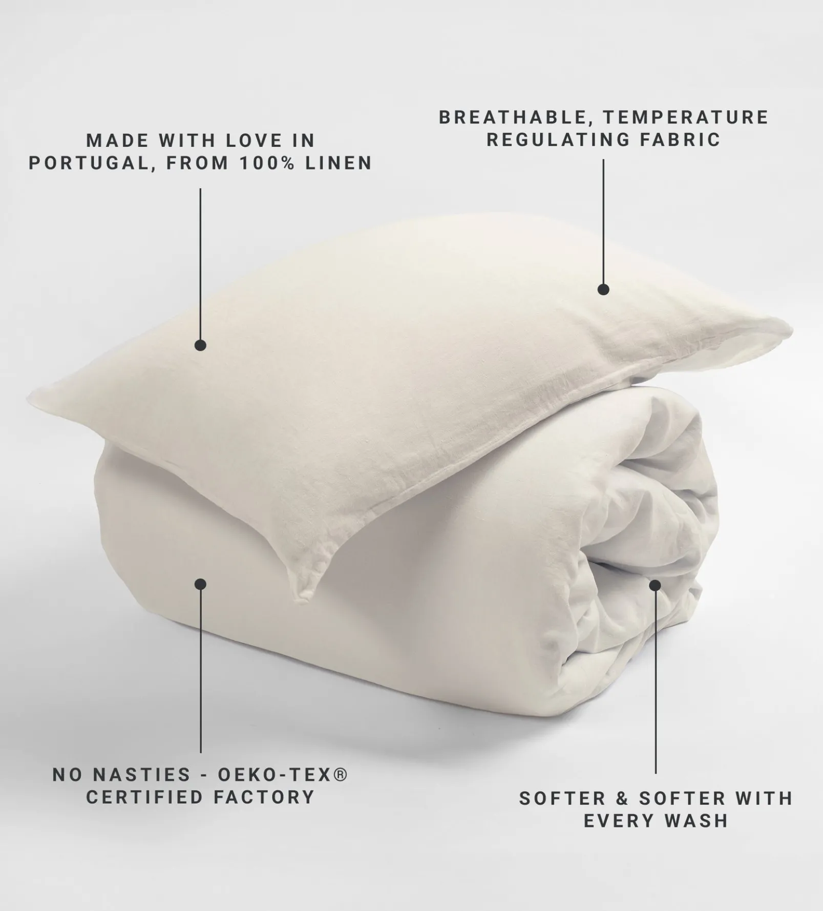 Cream 100% Linen Housewife Pillowcase