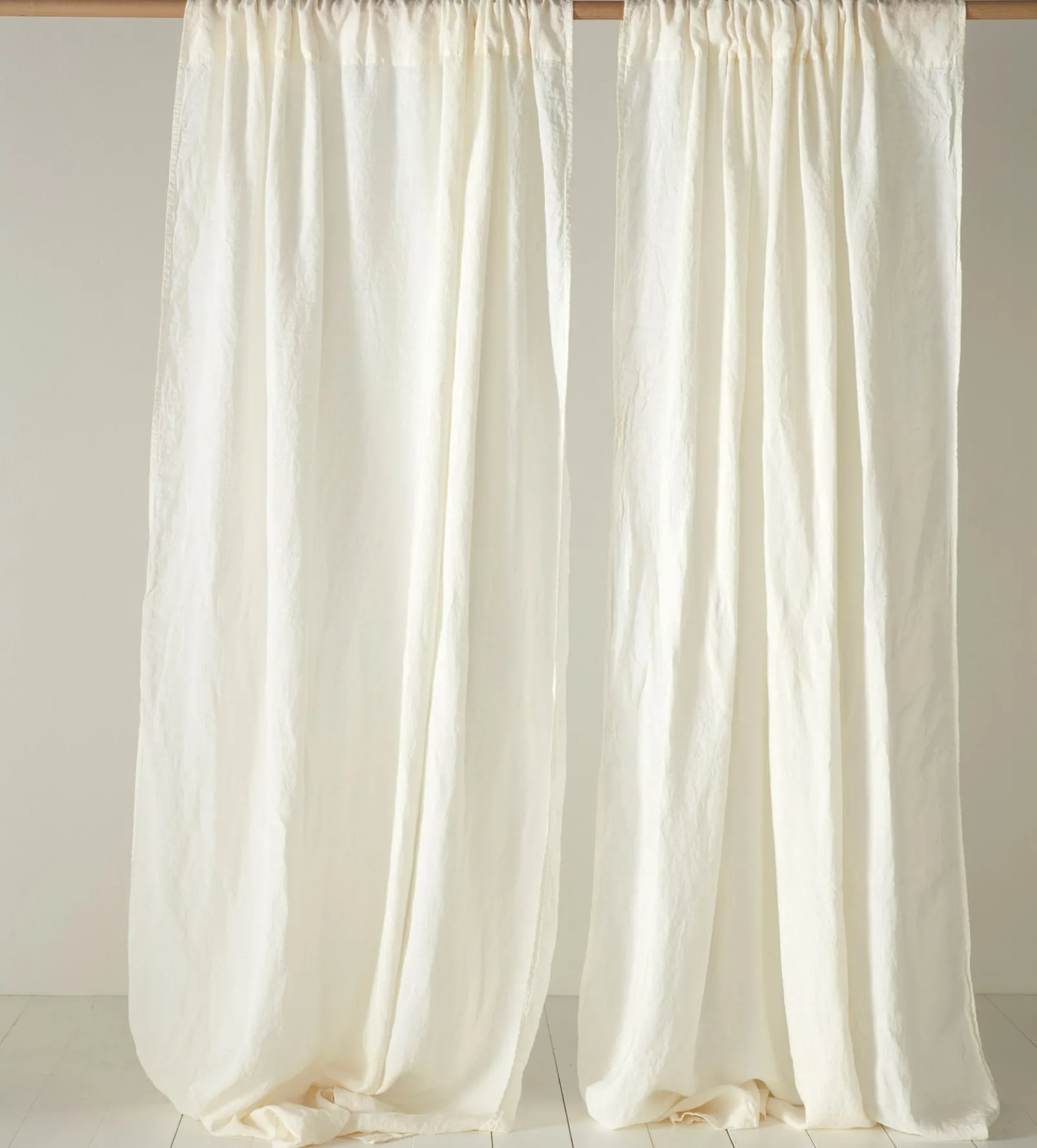 Cream 100% Linen Loop Top Curtain (Single)