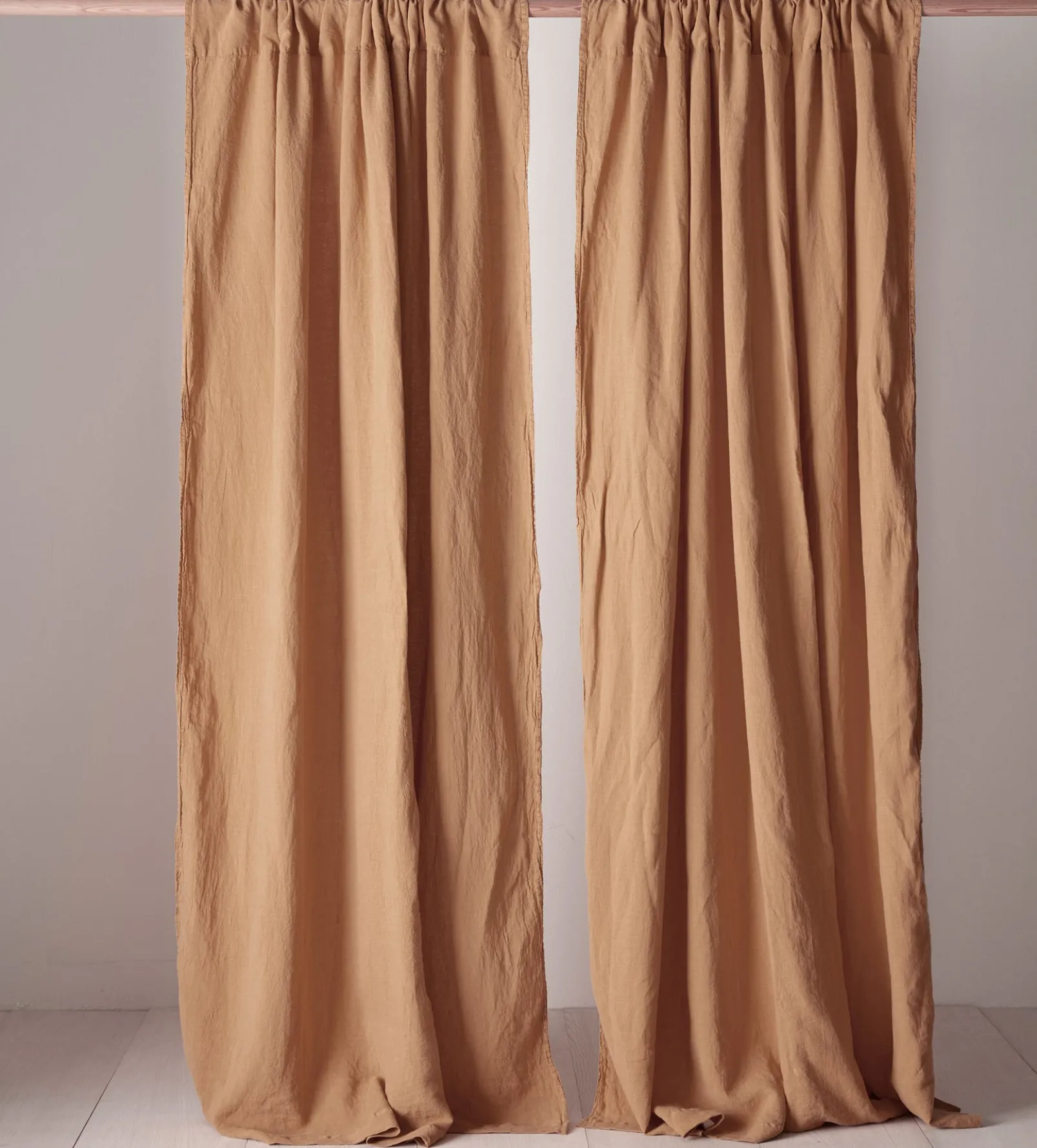 Cumin 100% Linen Loop Top Curtain (Single)