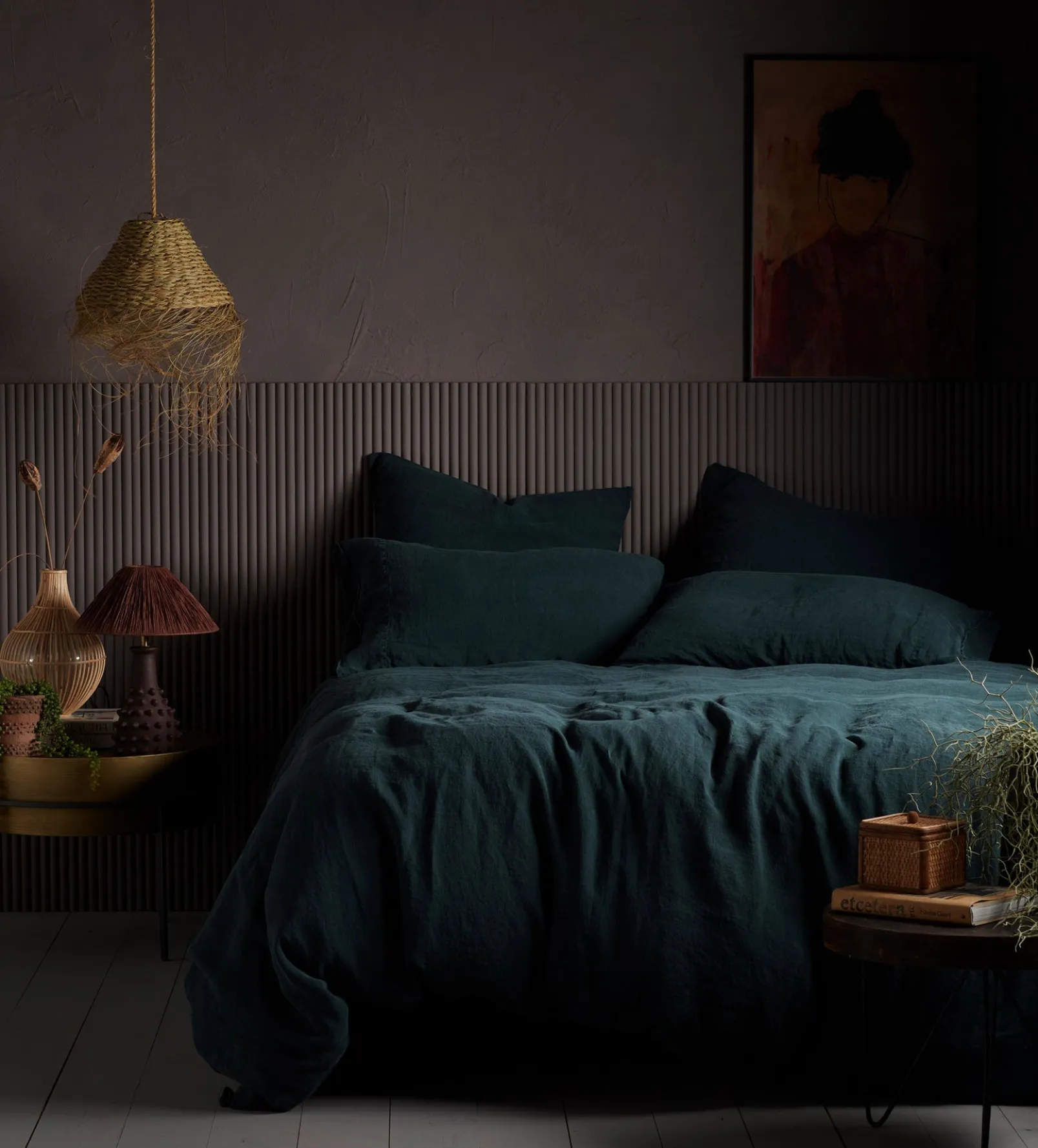 Darkest Spruce 100% Linen Duvet Cover