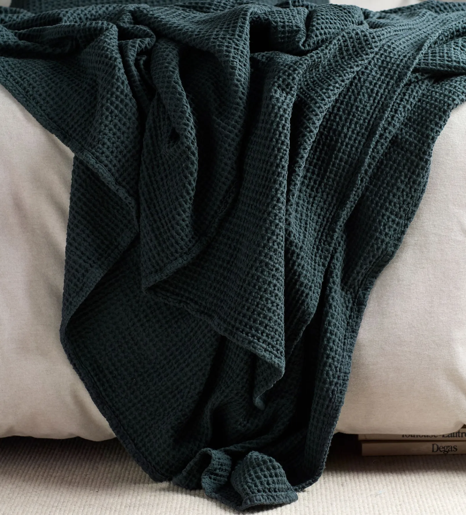 Darkest Spruce Big Waffle 100% Cotton Throw