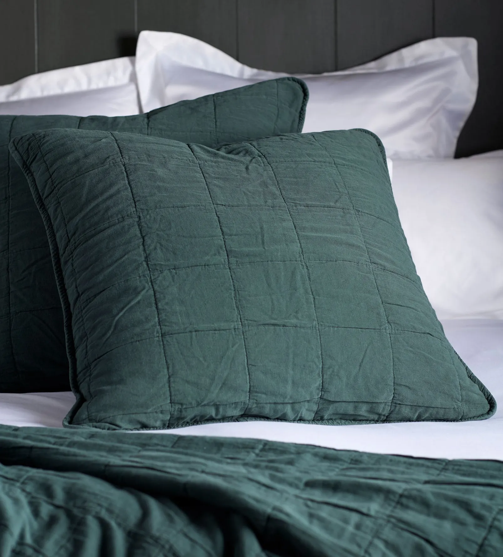 Darkest Spruce Finn 100% Cotton Quilted Cushion Cover