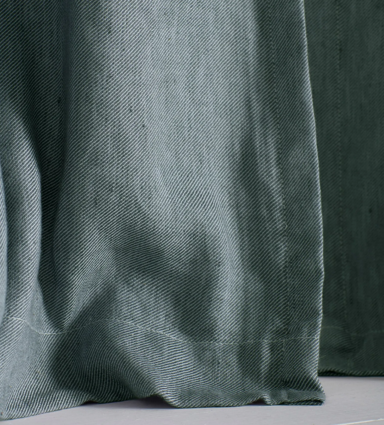 Darkest Spruce Twill Cotton Linen Blackout Pencil Pleat Curtains (Pair)
