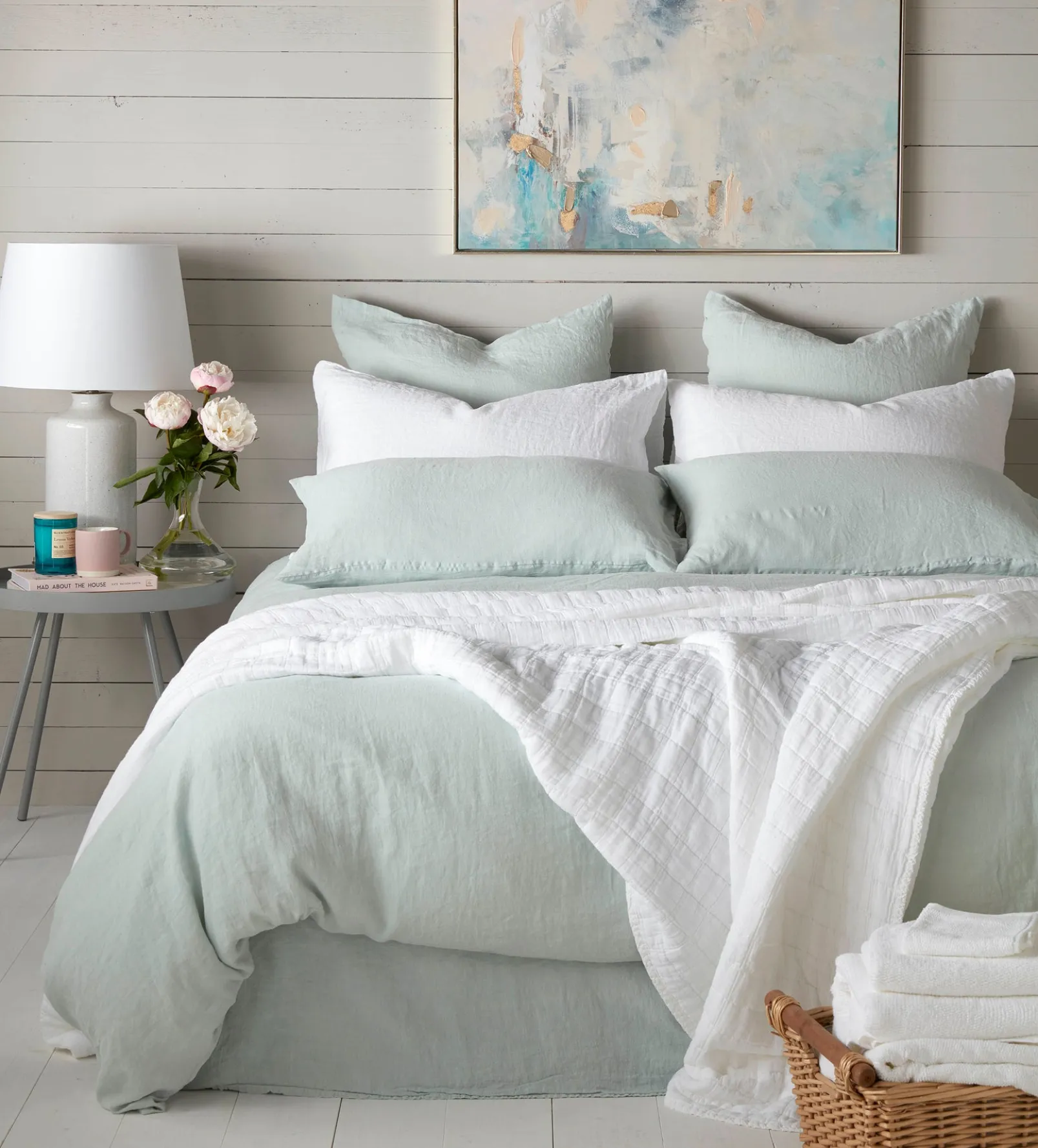 Duck Egg 100% Linen Duvet Cover