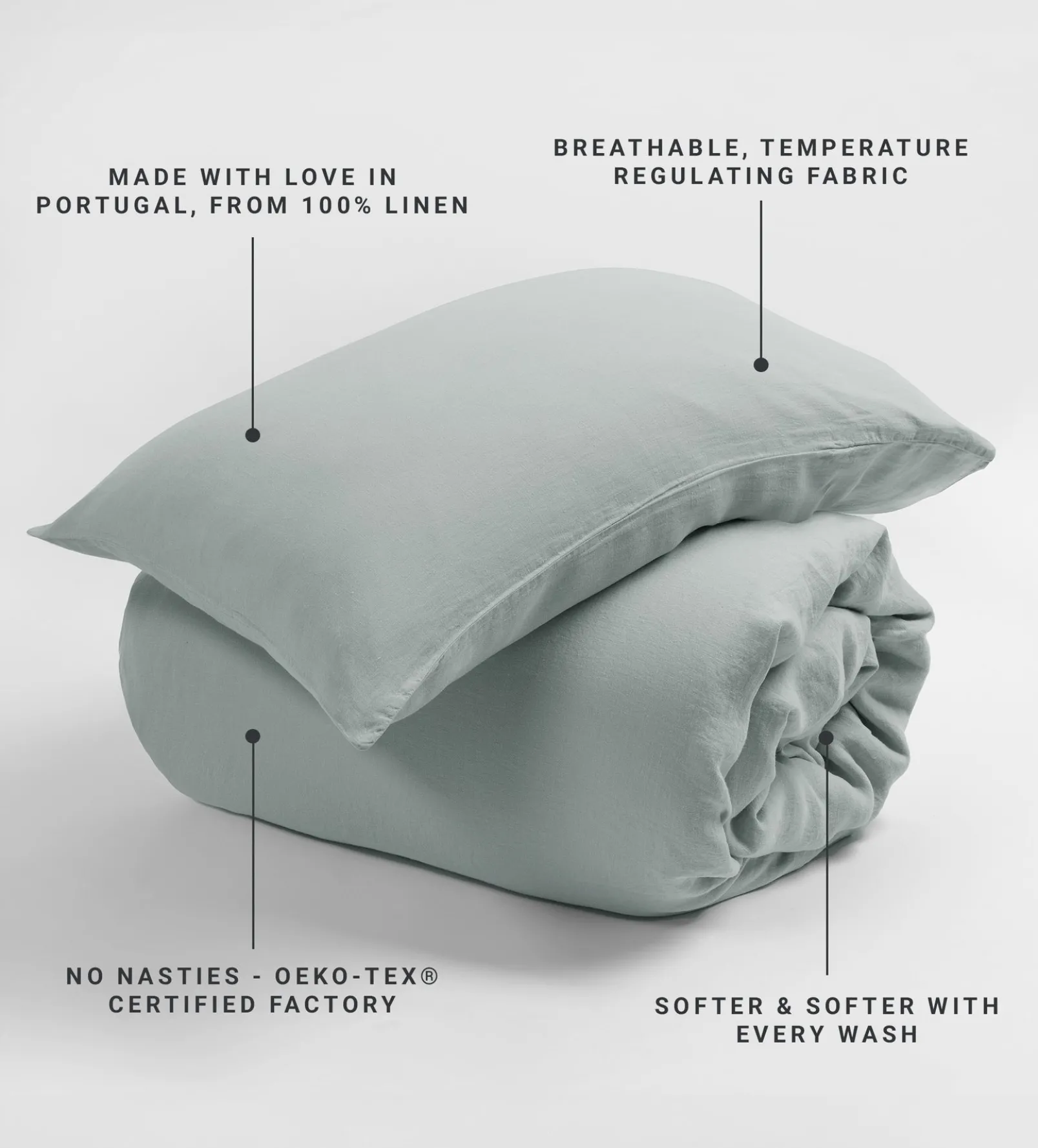 Duck Egg 100% Linen Duvet Cover
